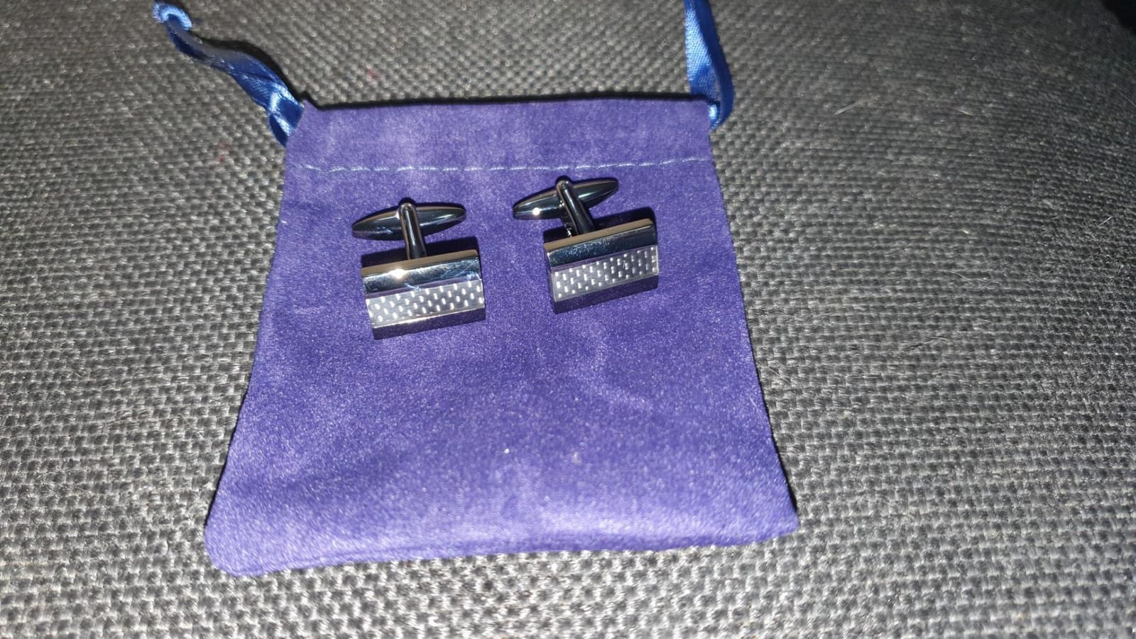 Mr.Van Black Rhodium Plated Cufflinks - Carbon Fiber & Copper Design - 18x12mm Matte Black Steampunk Men's Accessories - Gift Bag Included customer photo 2