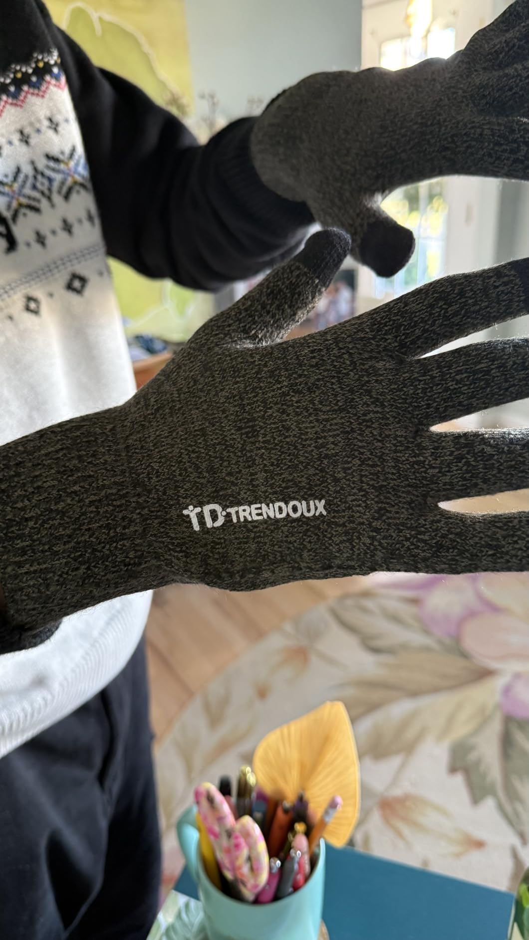 TRENDOUX Merino Wool Winter Gloves for Men Women, Cold Weather Warm Touchscreen Unisex, Non-Slip, Knit Elastic Cuff customer photo 1