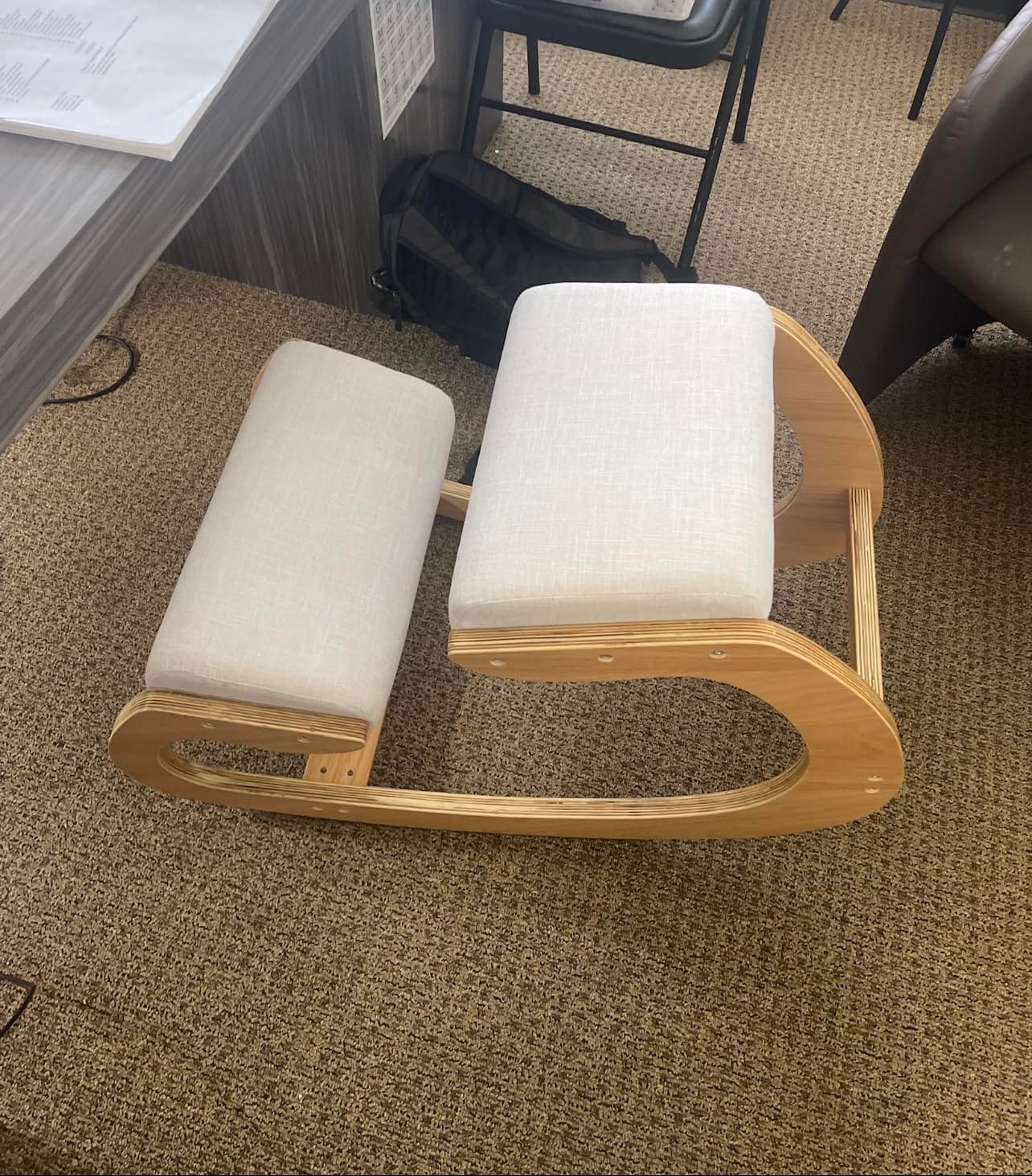 Predawn Adjustable Ergonomic Kneeling Chair – Custom Height Rocking Posture Stool with Thick Cushions, Solid Wood Frame, Knee Support Seat for Adults, Office or Meditation Use(White Oak) customer photo 2