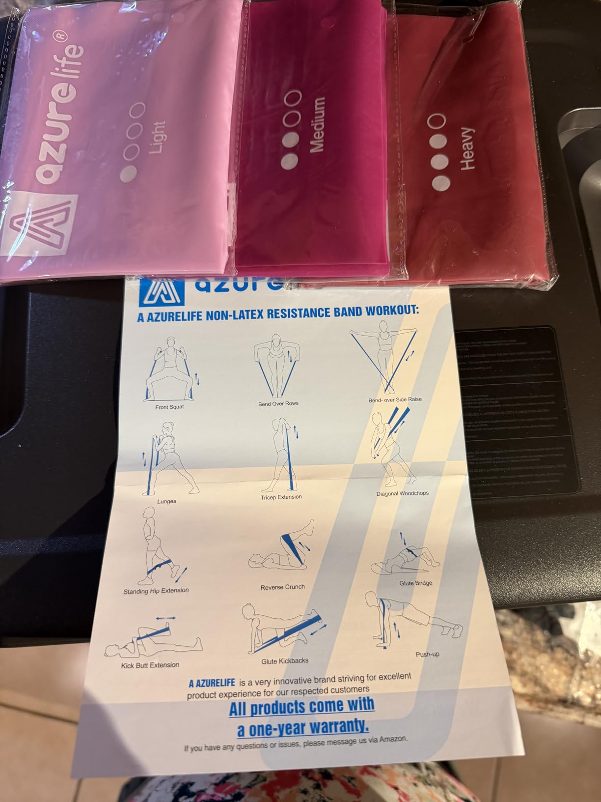 A AZURELIFE Resistance Bands,Professional Long Non-Latex Elastic Stretch Bands,Exercise Bands for Physical Therapy, Yoga, Pilates, Rehab, at-Home or The Gym Workouts, Strength Training customer photo 1