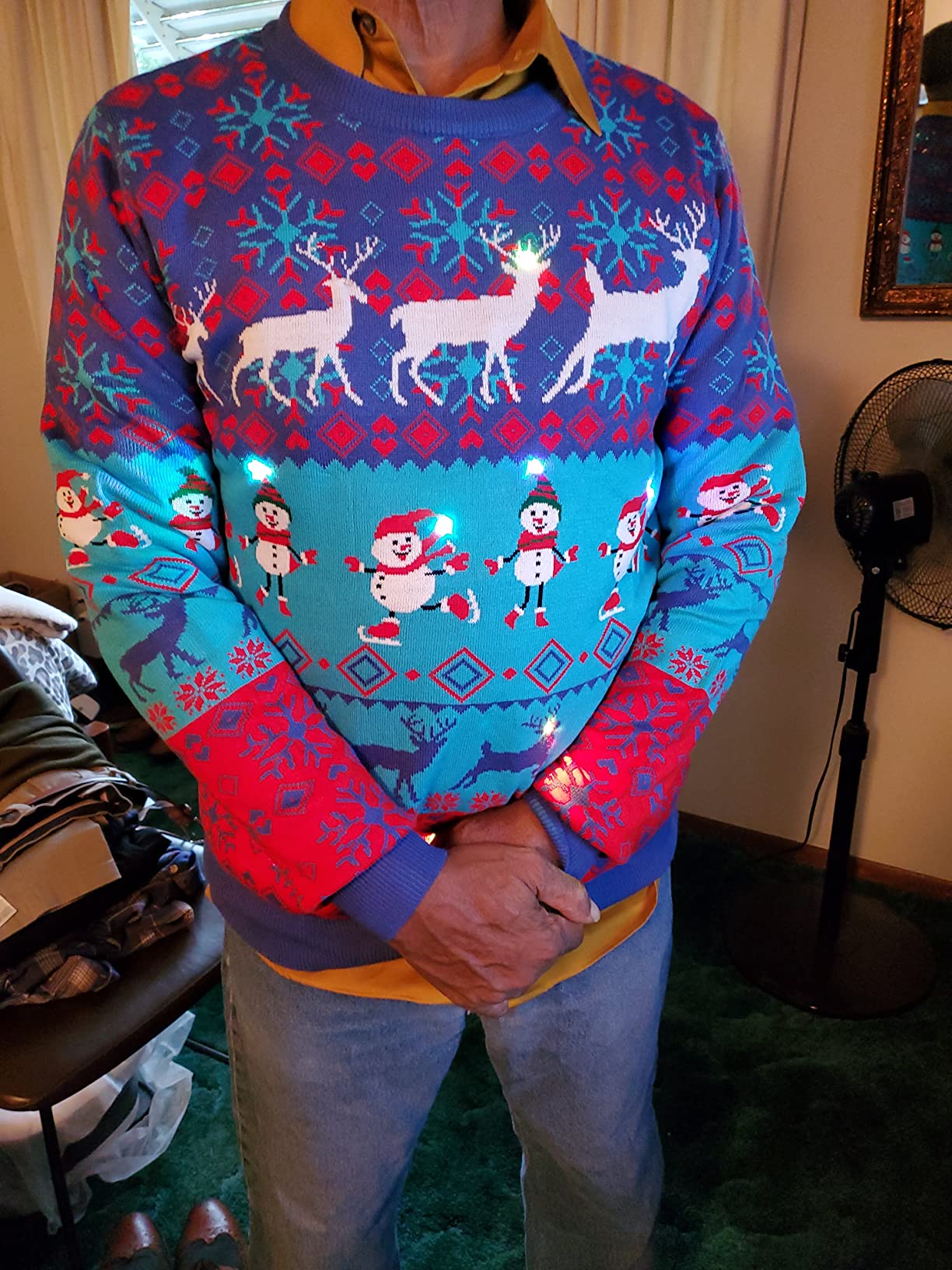 Goodstoworld Men/Women Light Up Knitted Ugly Christmas Sweater with Multi-Colored Led Flashing Lights customer photo 1