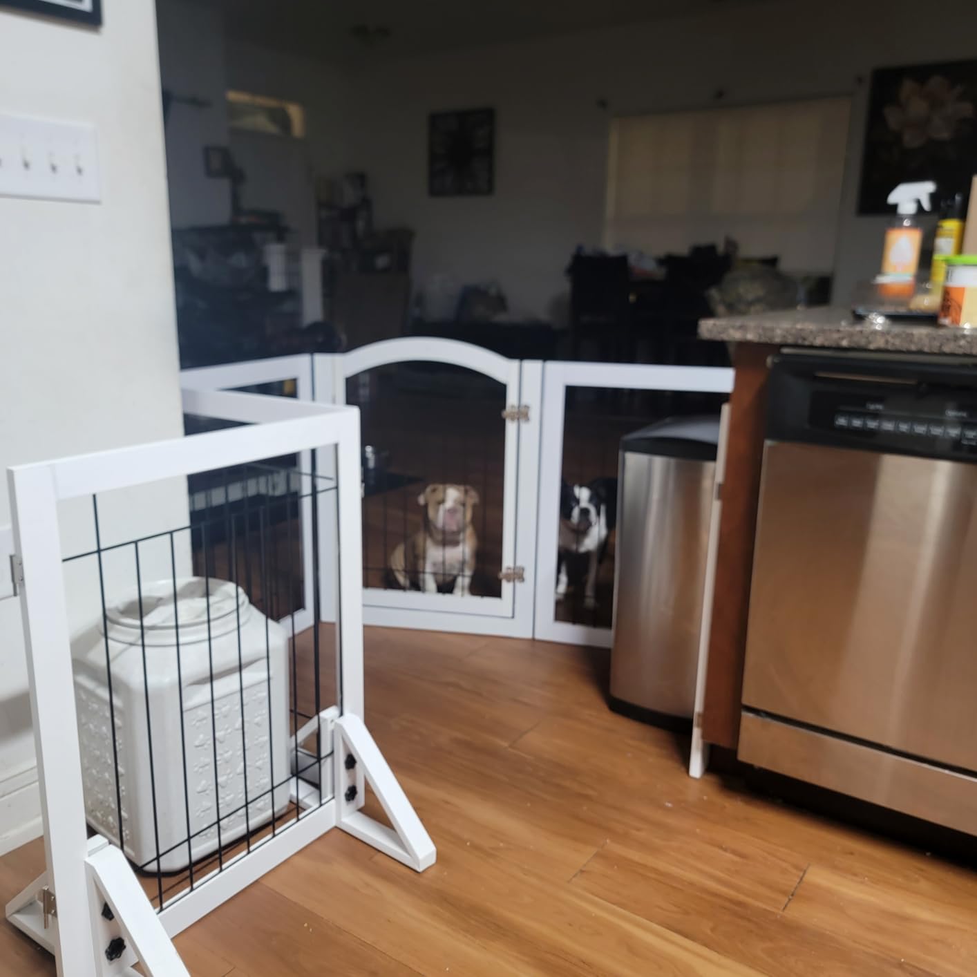 PAWLAND Dog Gate Indoor with Door, Freestanding, Foldable, 144