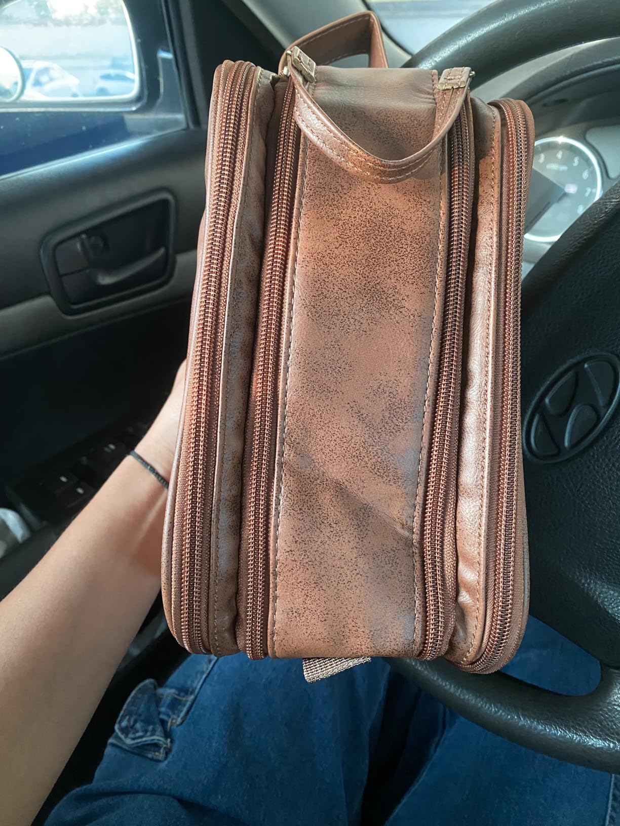 Elviros Toiletry Bag for Men PU Leather Shaving Dopp Kit (Large,Brown) customer photo 2