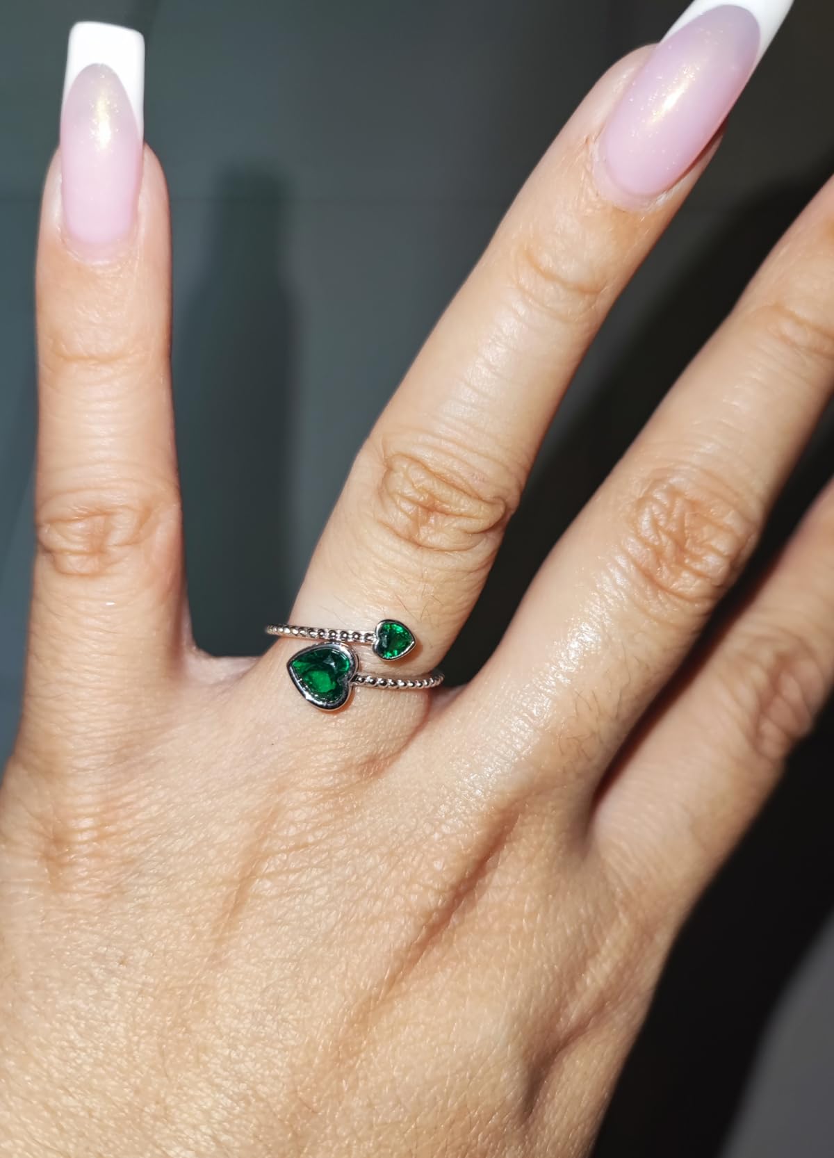 Step Forward 925 Sterling Silver Birthstone Rings for Women - Adjustable Open Heart Ring Constellation Month Band for Her Birthday Gifts Jewelry customer photo 1