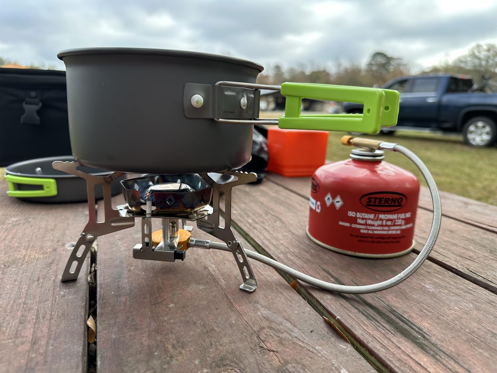 Odoland 3500W/6800W Windproof Camp Stove Camping Gas Stove with Fuel Canister Adapter, Piezo Ignition, Carry Case, Portable Collapsible Stove Burner for Outdoor Backpacking Hiking and Picnic customer photo 2