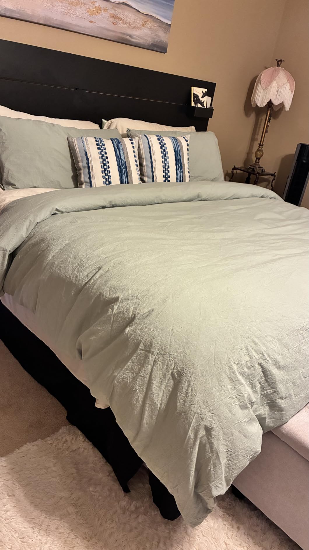 MooMee Duvet Cover Set 100% Washed Cotton Linen Like King customer photo 1