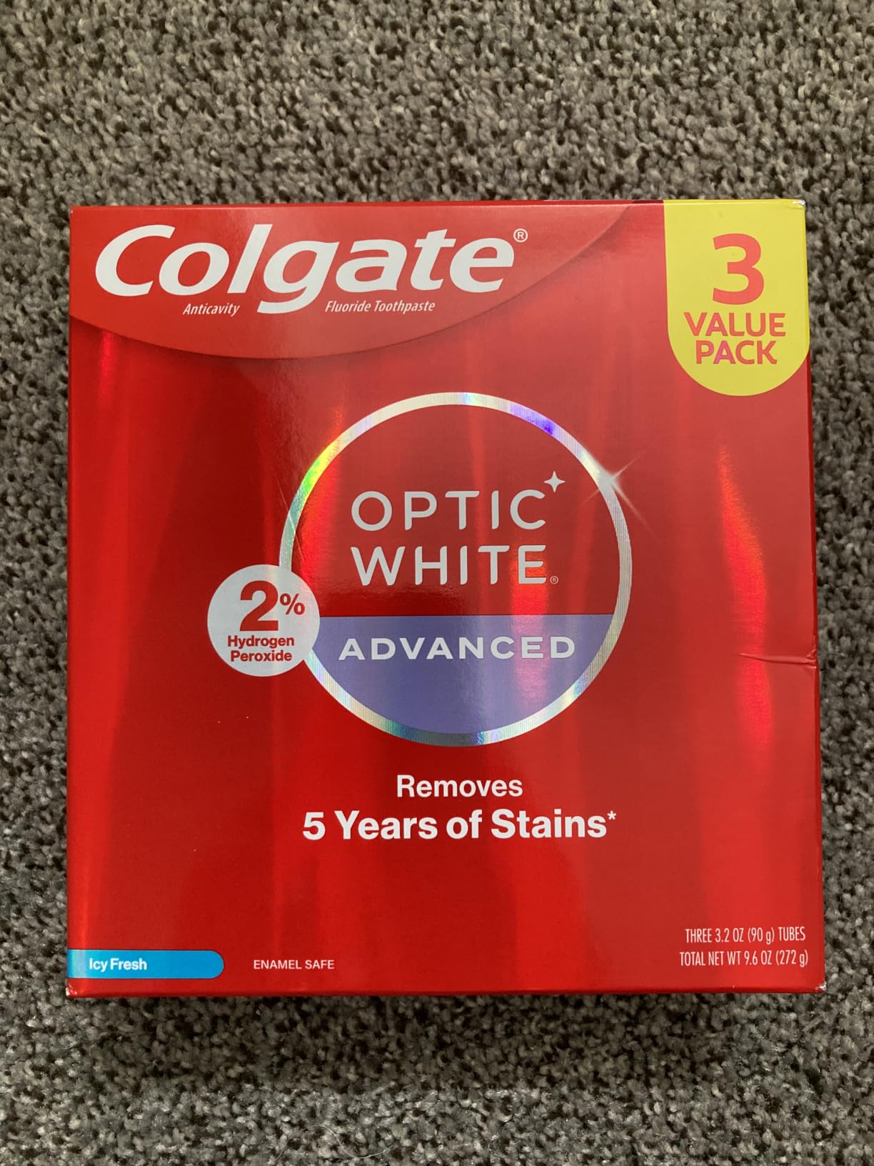 Colgate Optic White Advanced Hydrogen Peroxide Toothpaste, 3 Pack, 3.2 oz customer photo 1