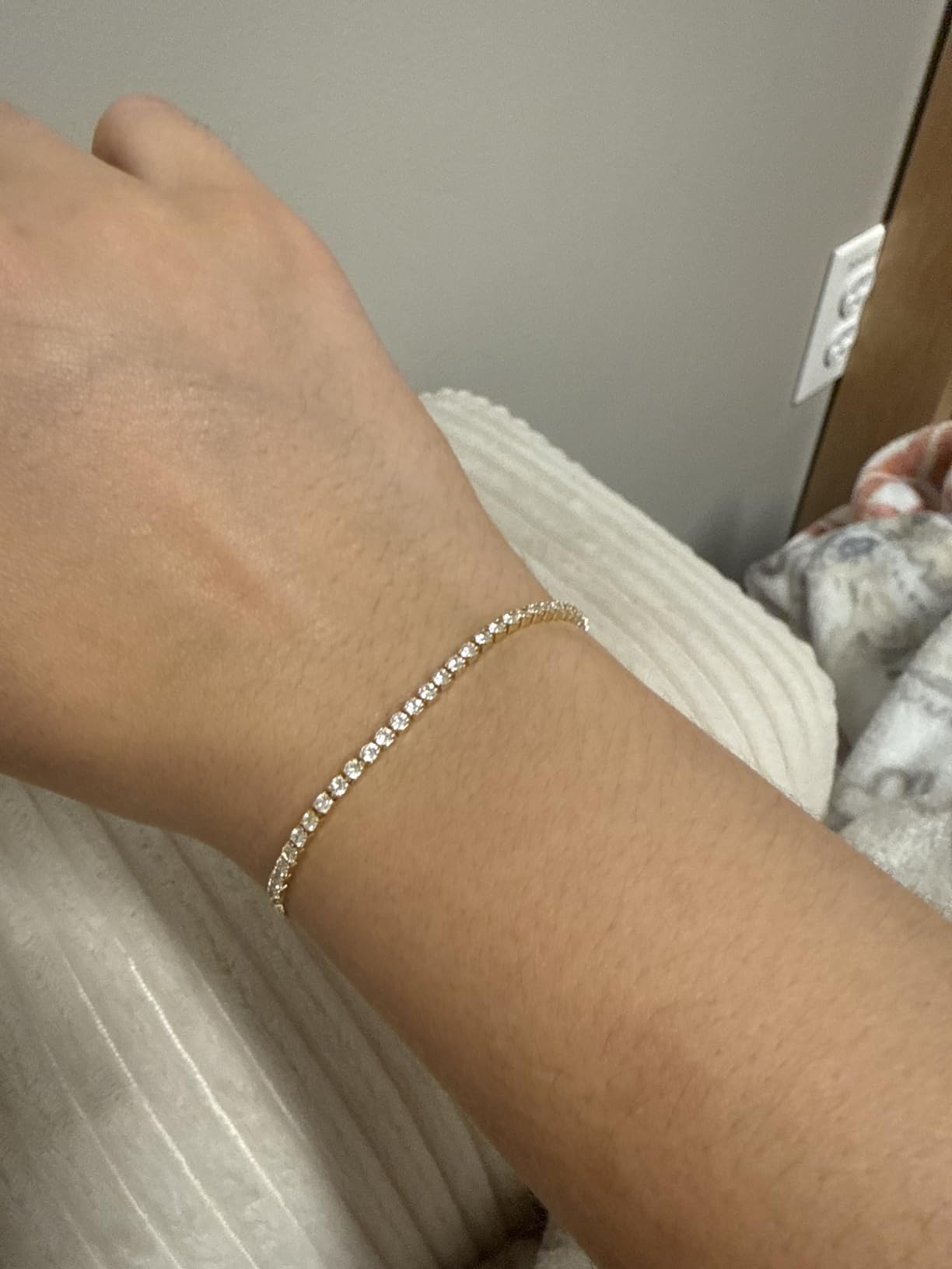 PAVOI Tennis Bracelets for Women, 14K Gold Plated Adjustable CZ Bracelet customer photo 1