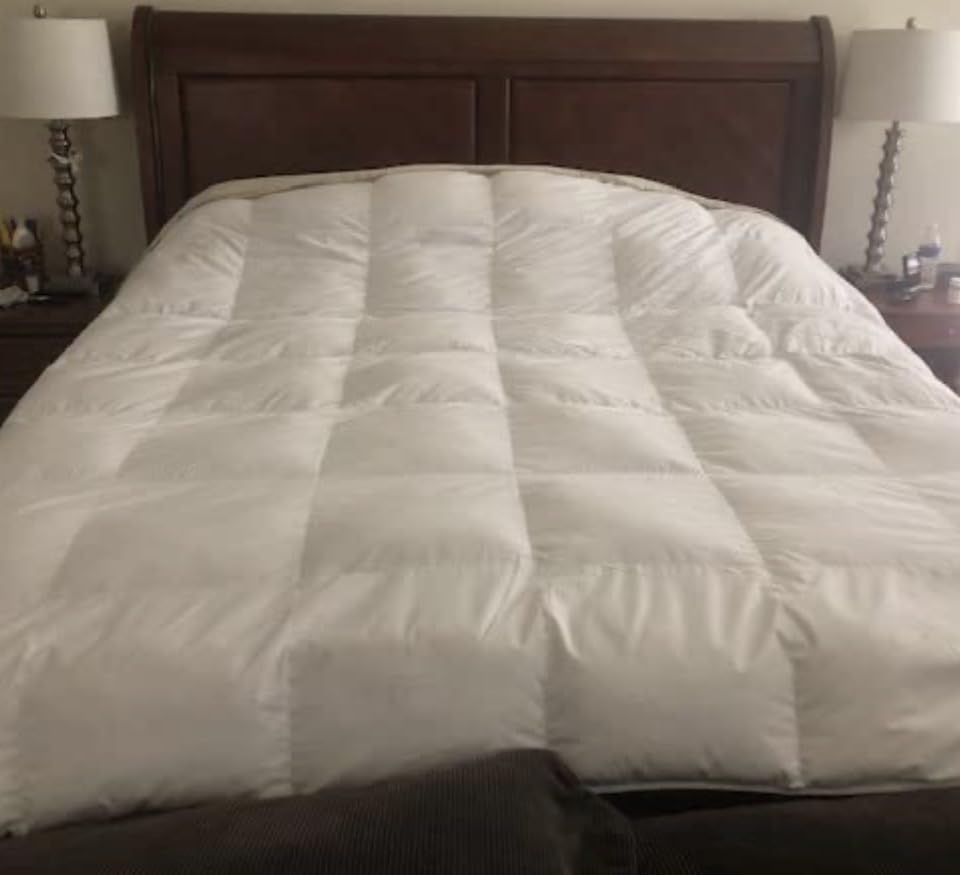 Serta Goose Feather Down Fiber Comforter Queen Size - 100% Cotton Cover Duvet Insert - Hotel Luxury Hypoallergenic Bedding Comforter All Season Medium Warmth 90 x 90 Inch White customer photo 2