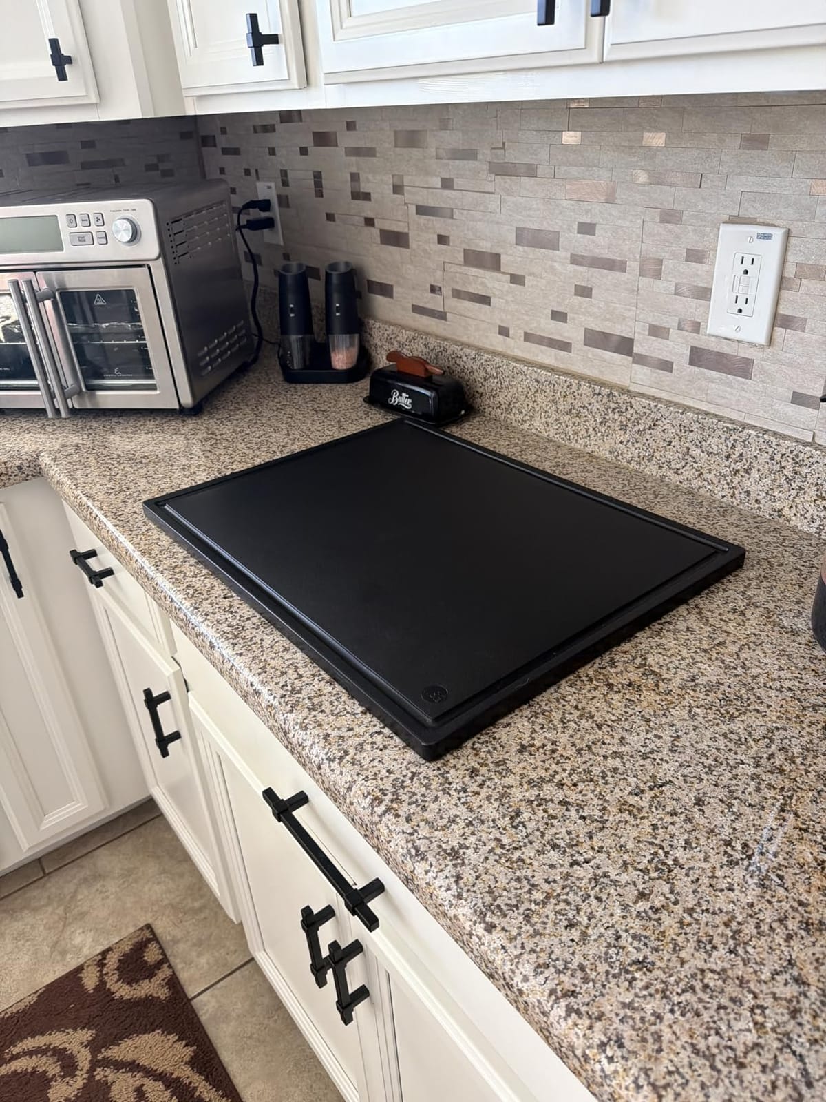 Extra Large Cutting Board 24x18, Meat Carving Juice Groove, Black Plastic customer photo 2