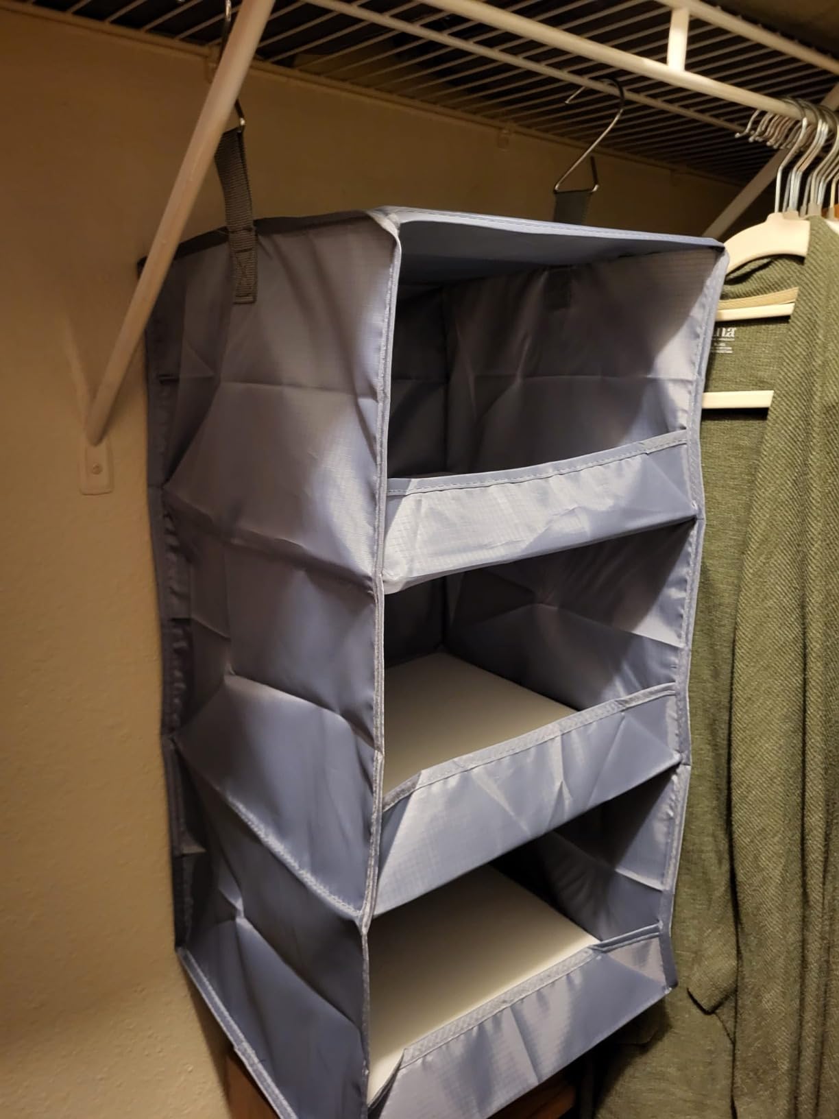 GRANNY SAYS 3-Shelf Hanging Closet Organizer, Foldable Storage, Gray customer photo 1