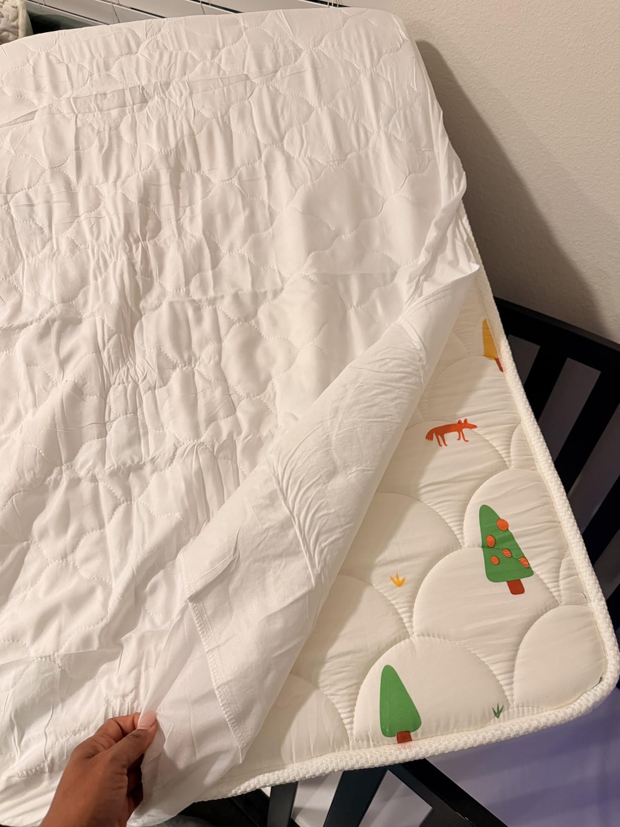 Crib Mattress Protector Sheets Fitted Waterproof Crib Mattress Pad Cover customer photo 1