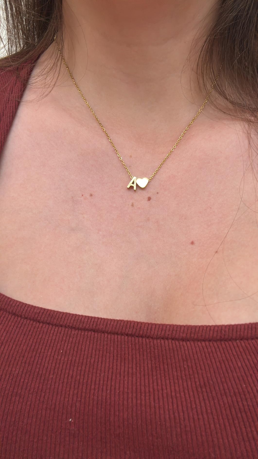 Initial Heart Necklace for Women Tiny Letter Personalized Name Necklaces customer photo 1