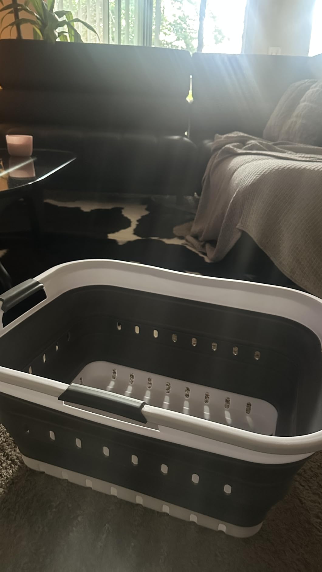 SAMMART 42L (11 gallon) Collapsible Plastic Laundry Basket - Foldable Pop Up Storage Container/Organizer - Space Saving Hamper/Basket (1, White/Grey) customer photo 2