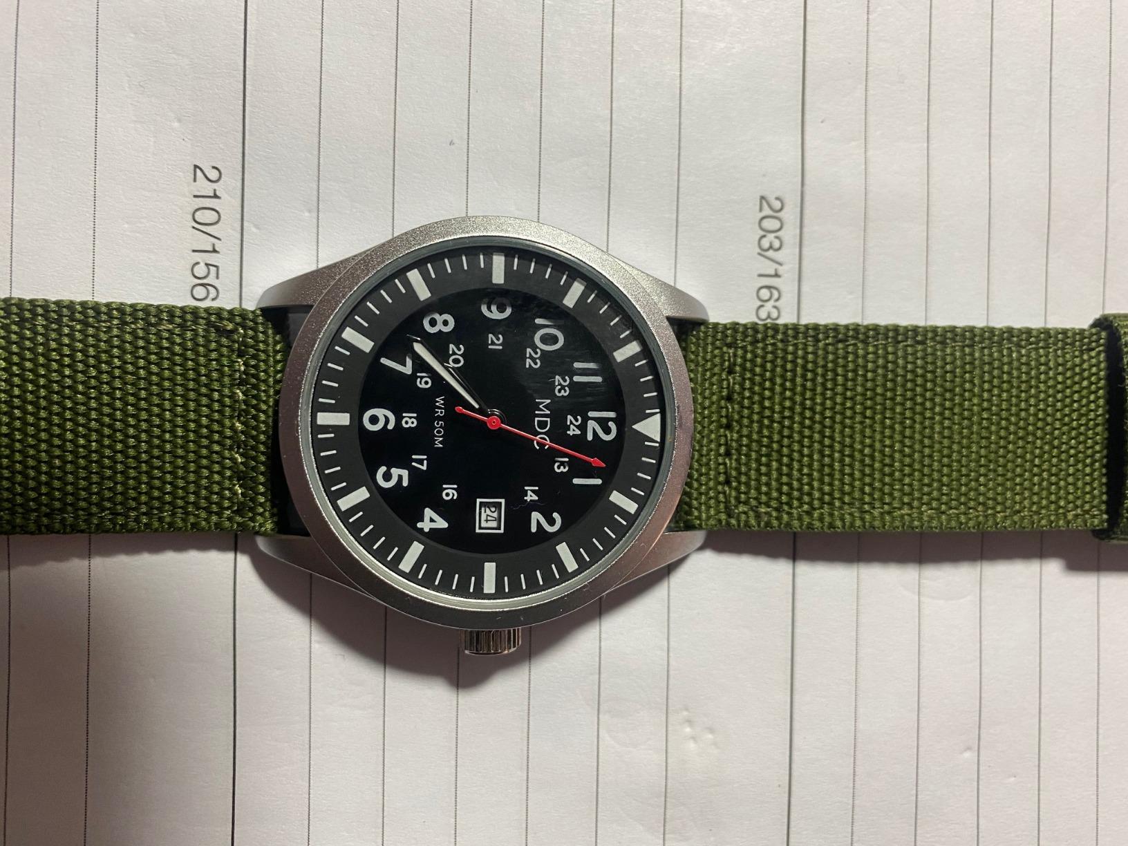 Infantry Mens Military Field Watch, Easy Read Large Face, 12/24H Nylon Band customer photo 1