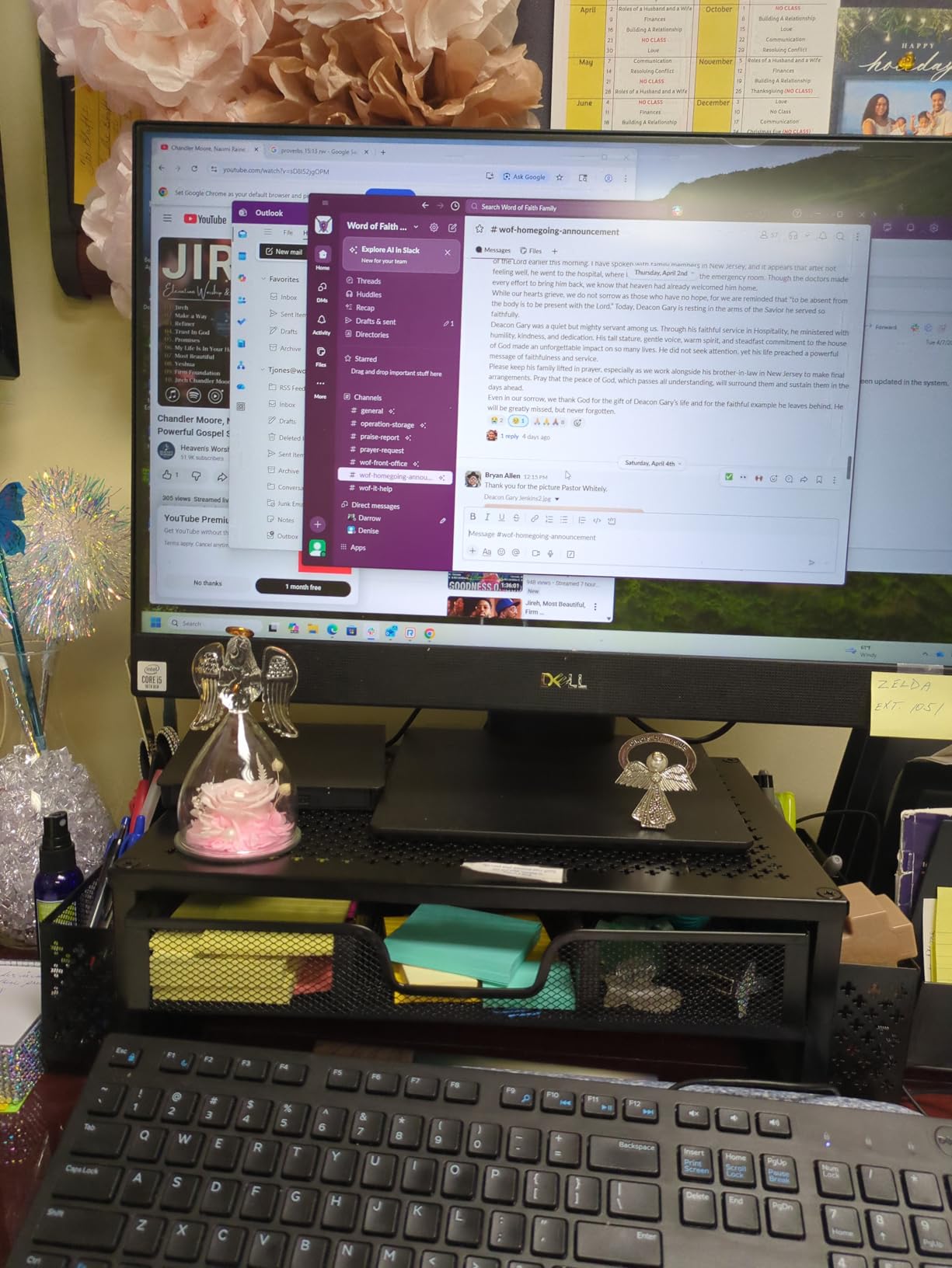 Simple Trending Monitor Stand with Drawer, 2-Tier Laptop Stand, Black customer photo 1
