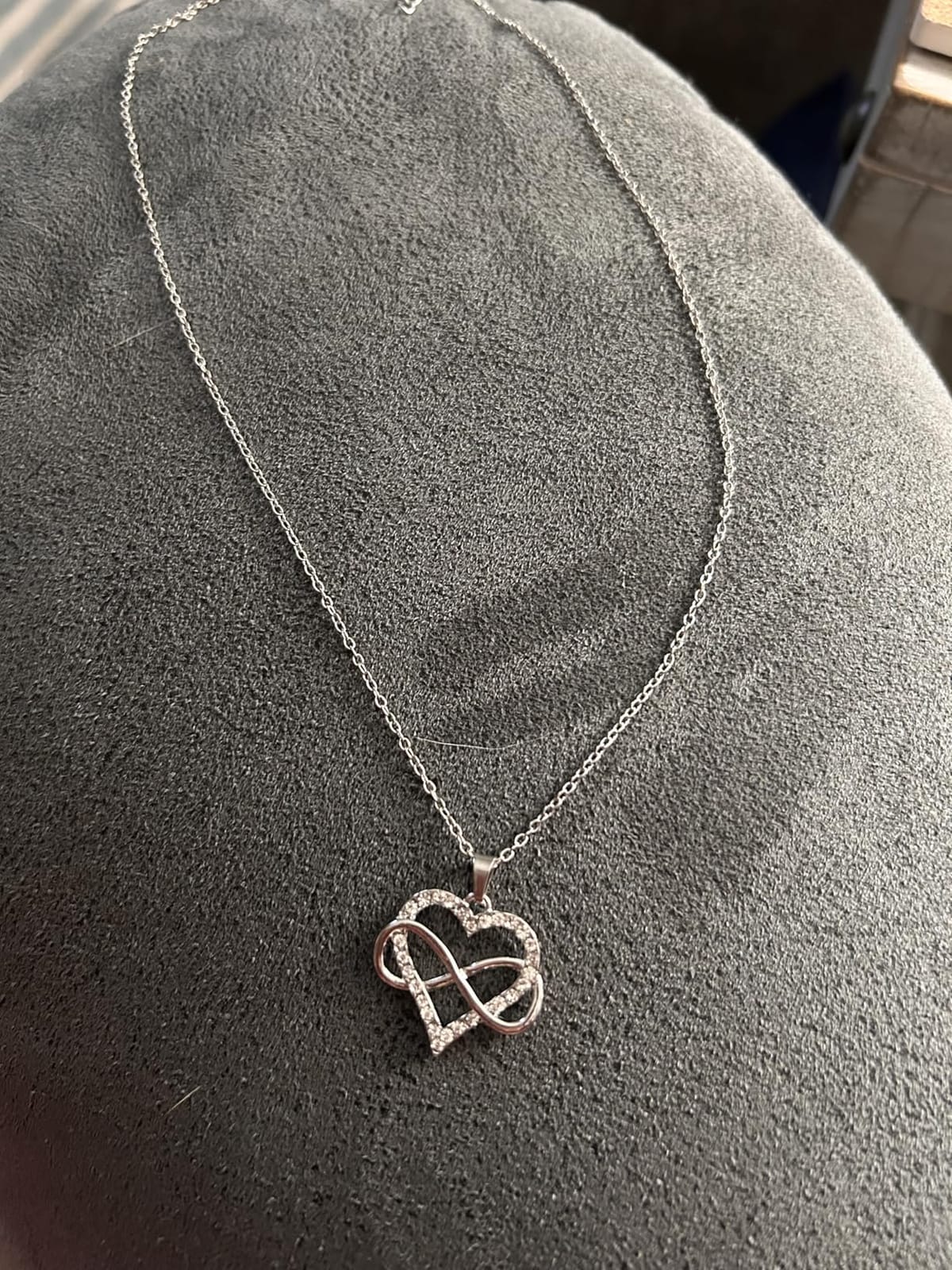 JES & JANI Infinity Heart Necklace for Women, Love Heart Pendant with Cubic Zirconia and Infinity Necklace, 925 Sterling Silver Heart Necklace for Girlfriend customer photo 1