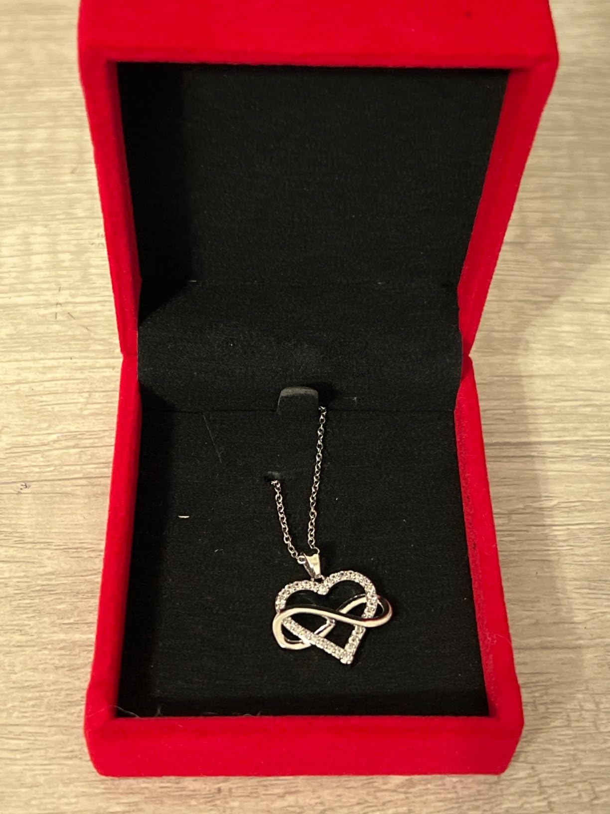 JES & JANI Infinity Heart Necklace for Women, Love Heart Pendant with Cubic Zirconia and Infinity Necklace, 925 Sterling Silver Heart Necklace for Girlfriend customer photo 2