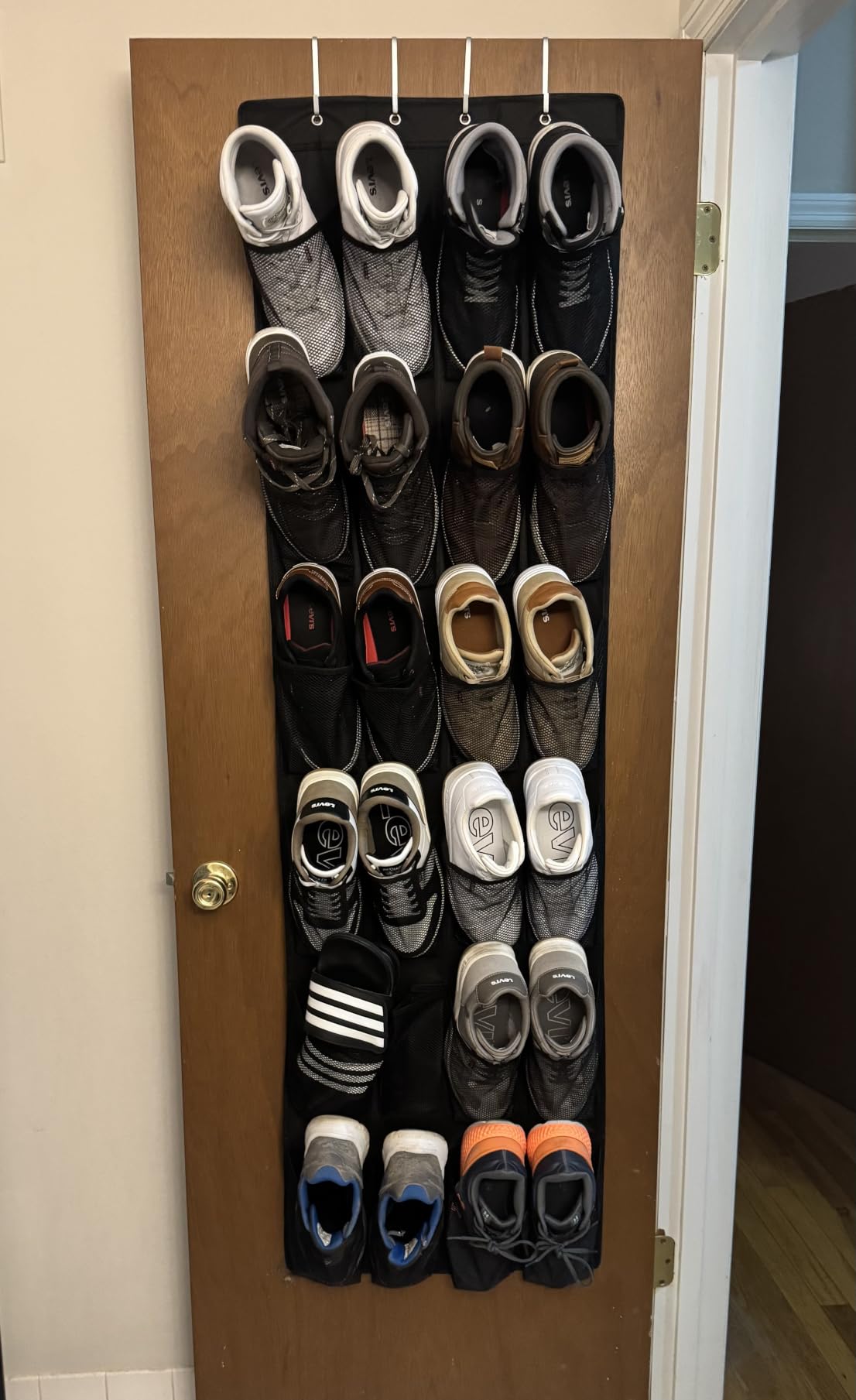GORILLA GRIP Over the Door Shoe Organizer, 24 Large Pockets, Black customer photo 1
