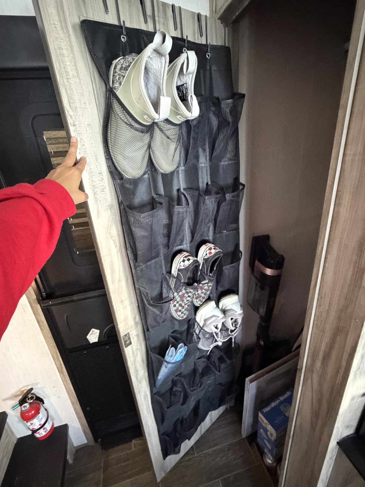 GORILLA GRIP Over the Door Shoe Organizer, 24 Large Pockets, Black customer photo 2