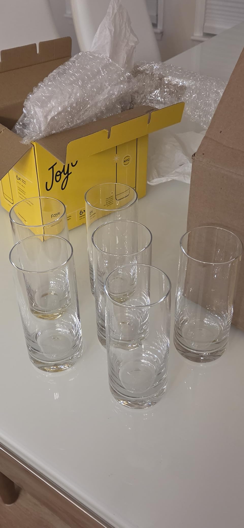 JoyJolt Faye 13oz Highball Glasses, 6pc Tall Glass Sets. Lead-Free Crystal Drinking Glasses. Water Glasses, Mojito Glass Cups, Tom Collins Bar Glassware, and Mixed Drink Cocktail Glass Set customer photo 1