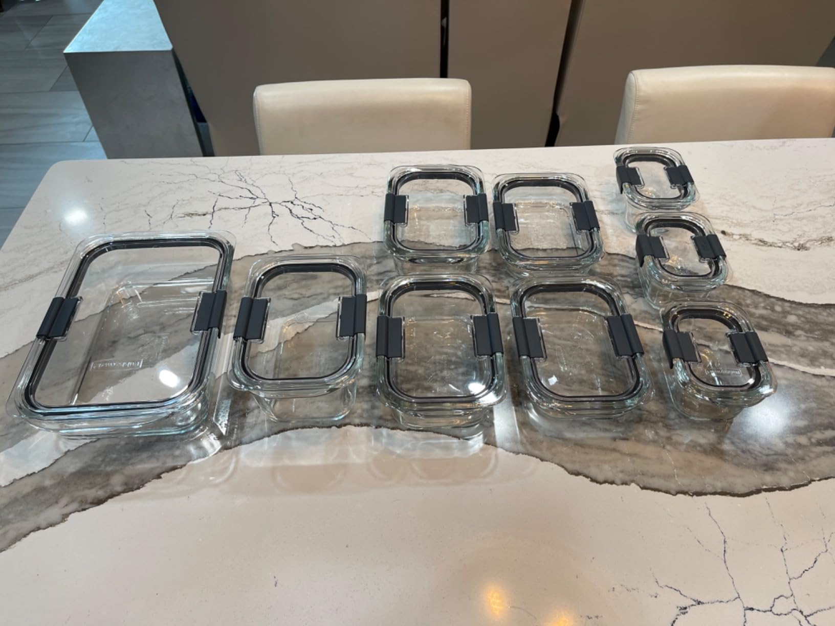 Rubbermaid Brilliance Glass Food Storage Containers, Assorted Sizes, Set of 9, BPA-Free, Leak-Proof, Clear customer photo 2