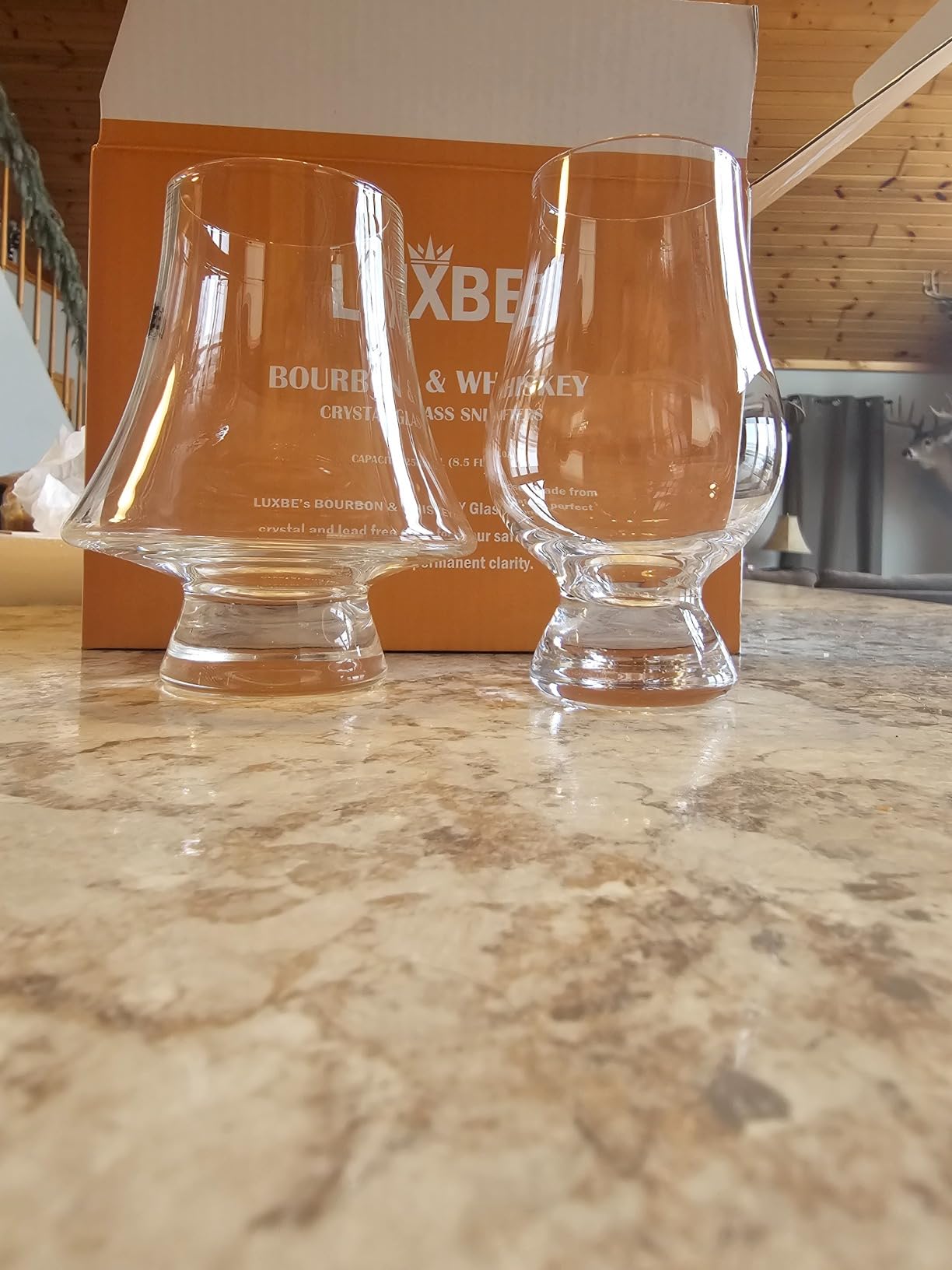 Bourbon Whisky Crystal Glass Snifter, Set of 4 - Narrow Rim Tasting Glasses - Handcrafted - Good for Cognac Brandy Scotch - 9-ounce/260ml customer photo 1