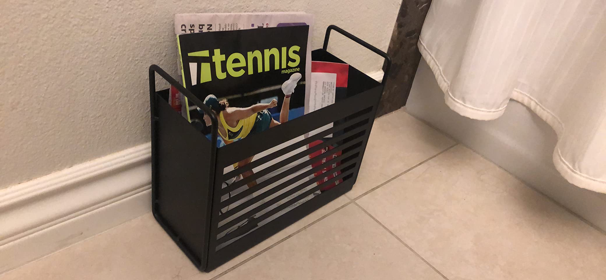 Magazine Rack, Magazine File Holder Mail Organizer Folder Organizer Bin for Magazines, Books, Newspapers, Tablets in Home, Office, Black customer photo 2