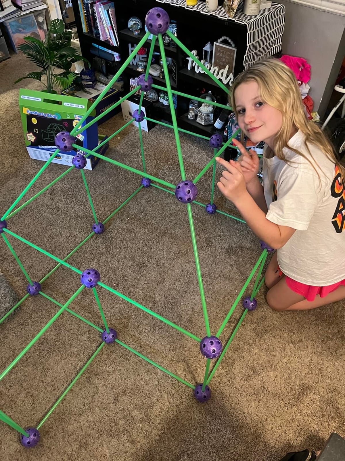 Fun Forts Glow Fort Building Kit for Kids - 81 Pack Glow in The Dark STEM Building Toys Indoor Outdoor Play Tent for Kids Construction Toys with 53 Rods and 28 Spheres customer photo 2