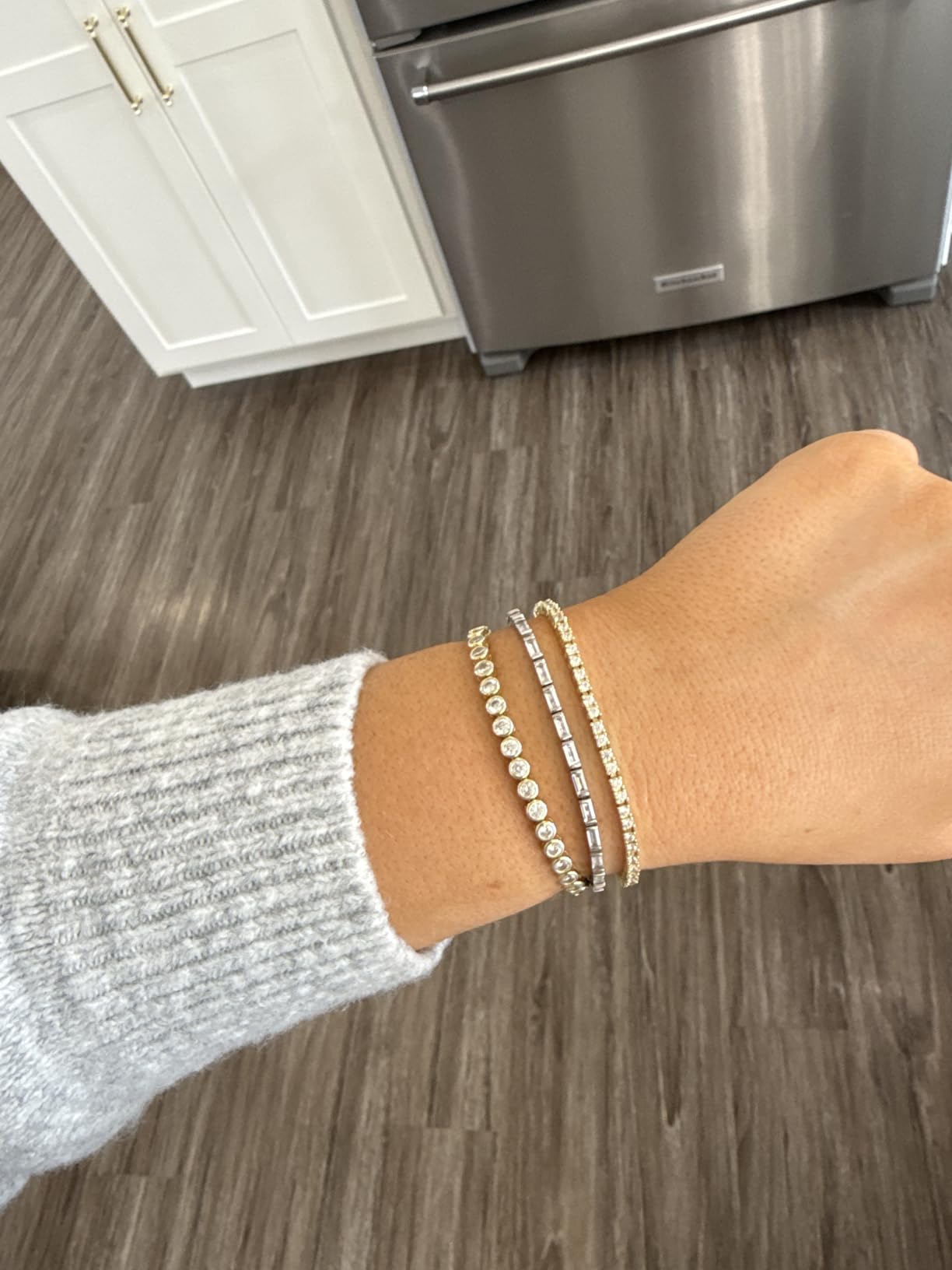 PAVOI Tennis Bracelet for Women, 14K Gold Plated 2mm Cubic Zirconia customer photo 1