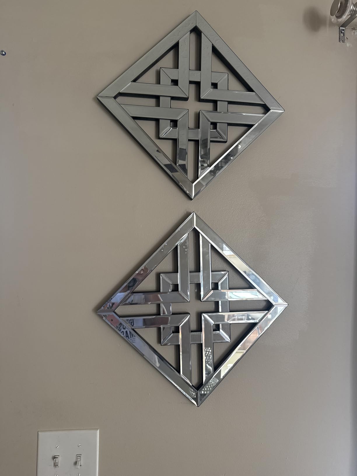 QMDECOR 2 Pack Silver Mirrored Wall Decor 12.2x12.2” Decorative Mirror Modern Fashion DIY Wall-Mounted Mirrors Square Gorgeous Glam Accent Decor Vintage Decor Chic Mirror for Room Home Decor customer photo 2