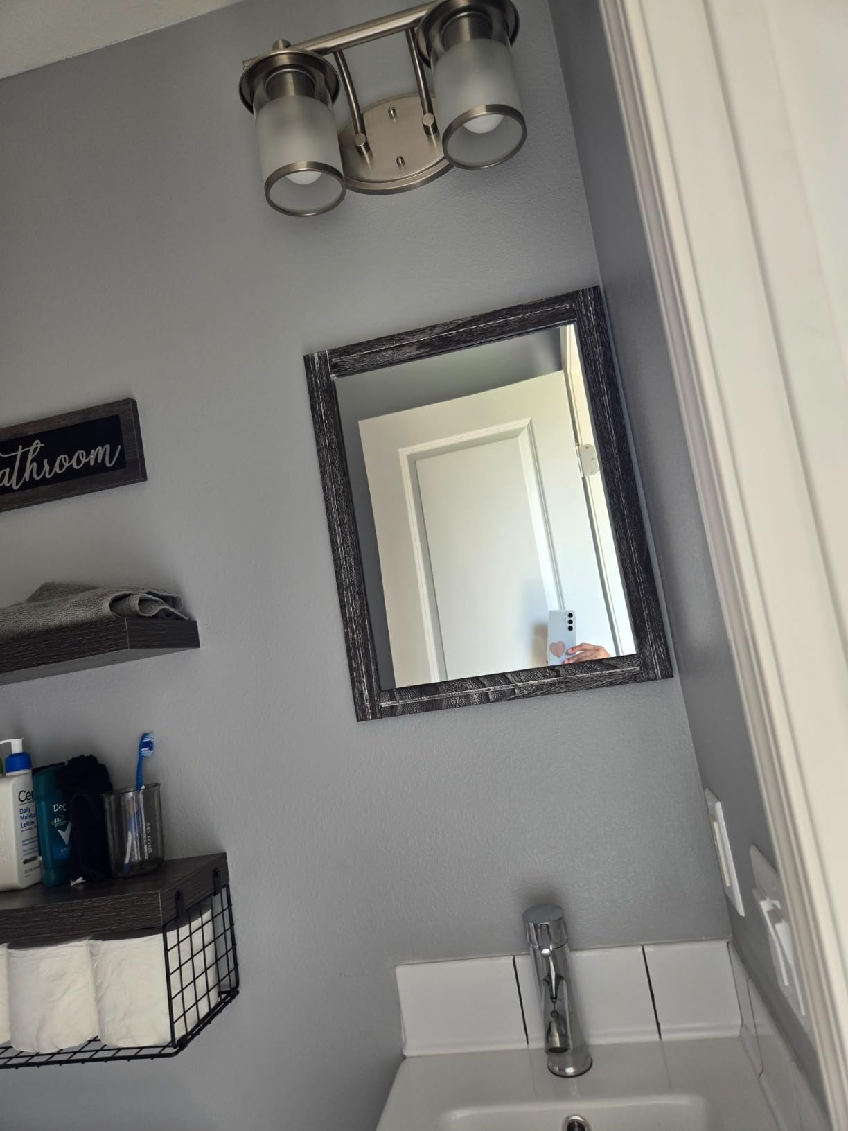 AAZZKANG Wall Mirror Rustic Wood Framed Rectangle Mirrors for Wall 16