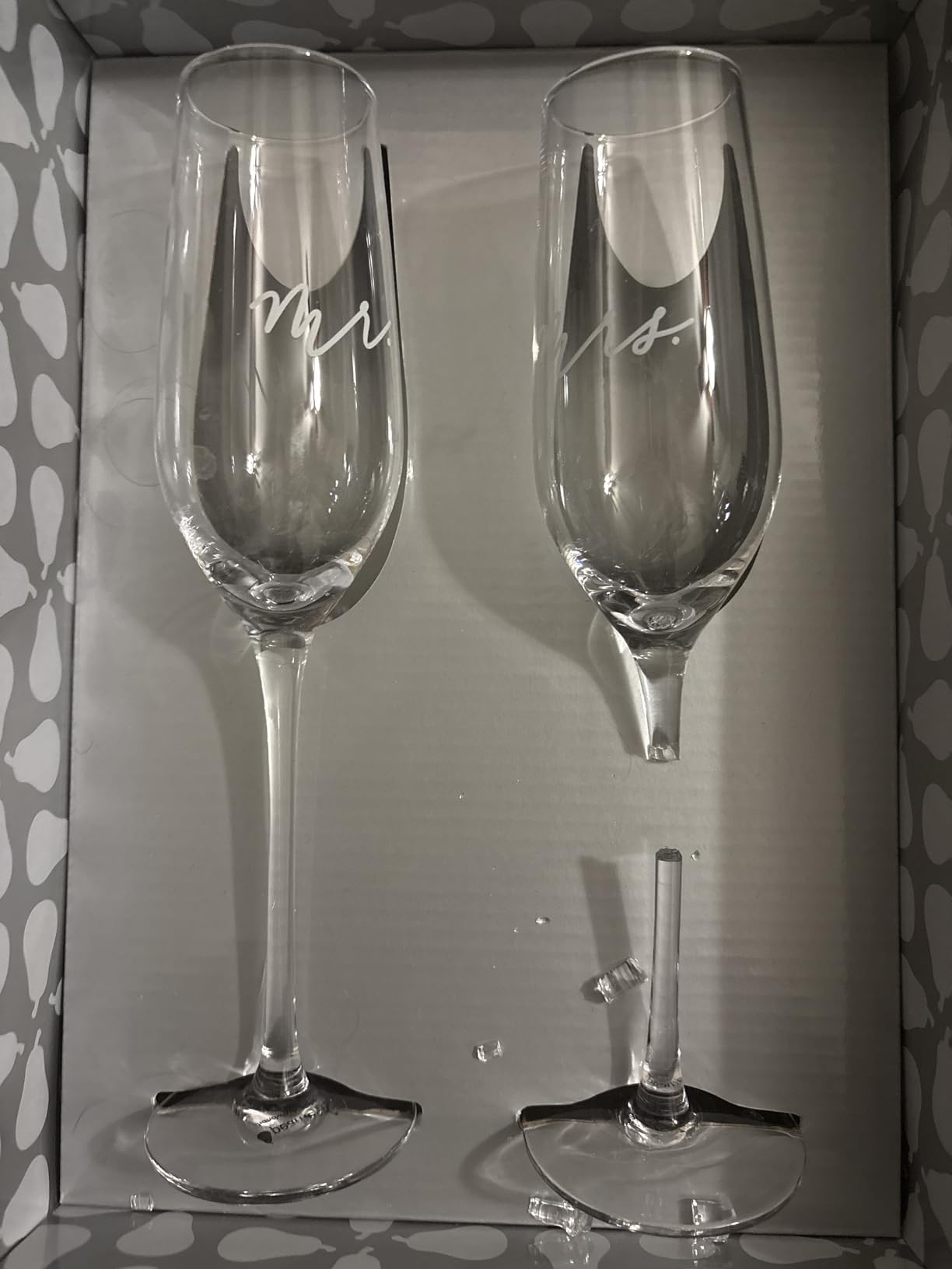 Pearhead Mr. And Mrs. Champagne Flute Set, Wedding Toasting Glasses, 6 oz customer photo 2
