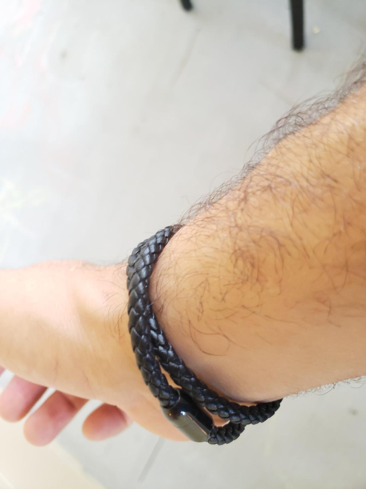 globi Leather Bracelet For Men | Genuine Wrap Braided Leather Cuff Bangle Bracelet with Magnetic Stainless Steel Clasp For Men/Women customer photo 1