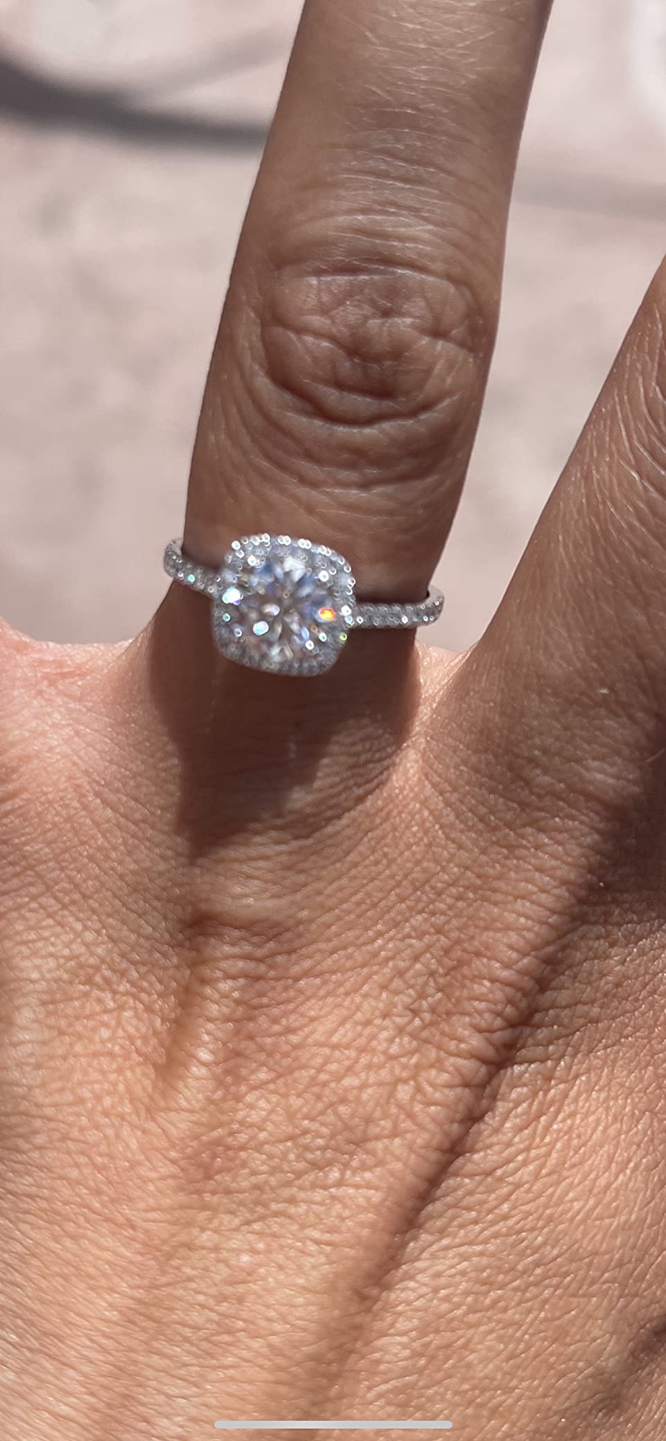 Aihpos 10K Solid Gold Halo Engagement Rings for Women White Gold 1-1/4 Carat (ctw) Moissanite Engagement Rings Wedding Anniversary Promise Rings for Her customer photo 1