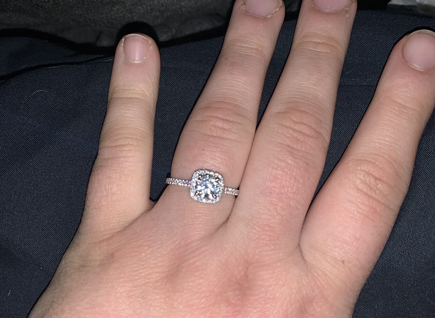Aihpos 10K Solid Gold Halo Engagement Rings for Women White Gold 1-1/4 Carat (ctw) Moissanite Engagement Rings Wedding Anniversary Promise Rings for Her customer photo 2