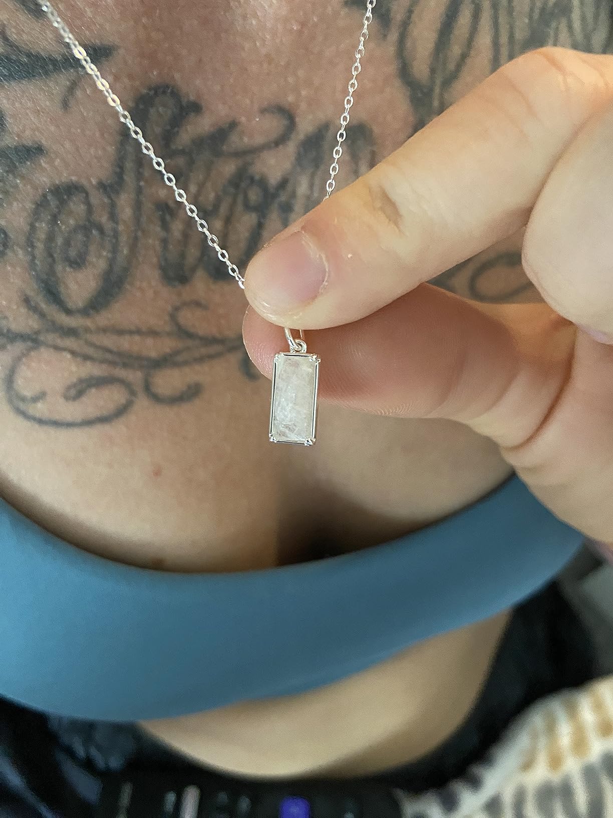 HOPE LOVE SHINE New Beginnings Rainbow Moonstone Sterling Silver Necklace for Women customer photo 1