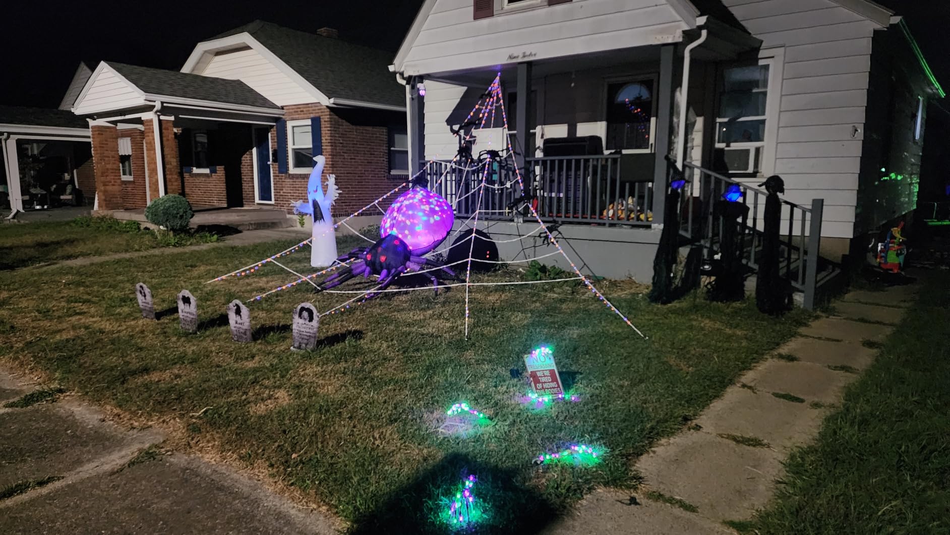 GOOSH 6 FT Halloween Inflatables Ghost Outdoor Decorations Blow Up Yard Scary Red Eye Dimming Ghost with Built-in Colorful LEDs for Garden Lawn Indoor Party Decor customer photo 1