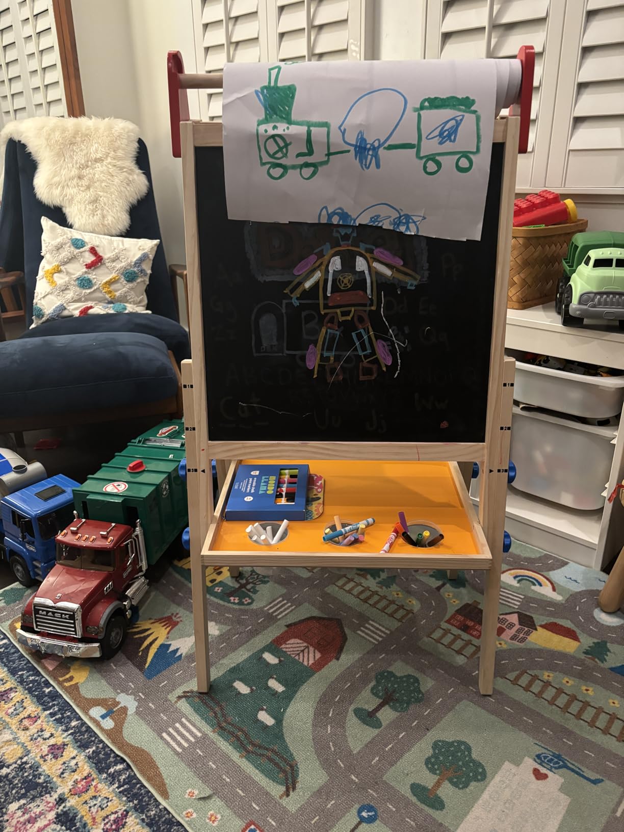 Tiny Land Wooden Easel for Kids, Art Easel with Chalkboard & Whiteboard customer photo 1