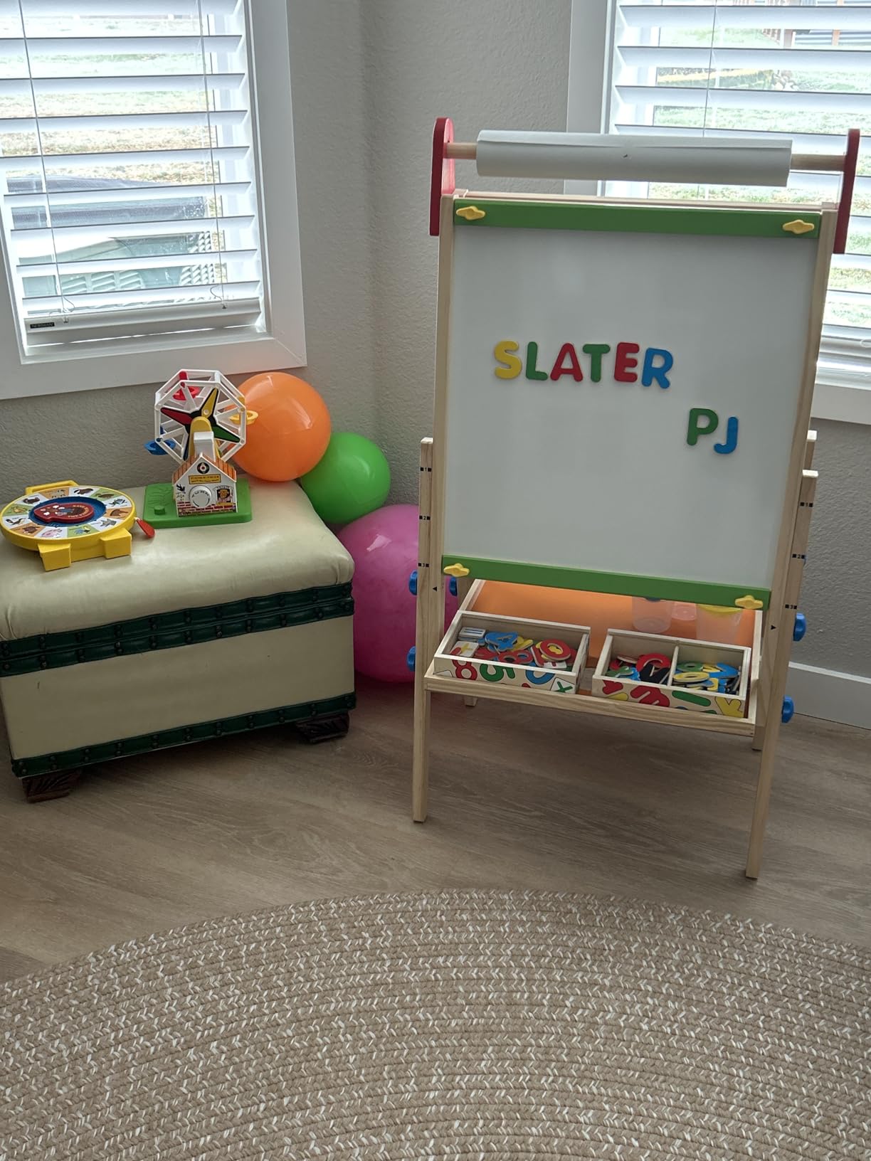 Tiny Land Wooden Easel for Kids, Art Easel with Chalkboard & Whiteboard customer photo 2