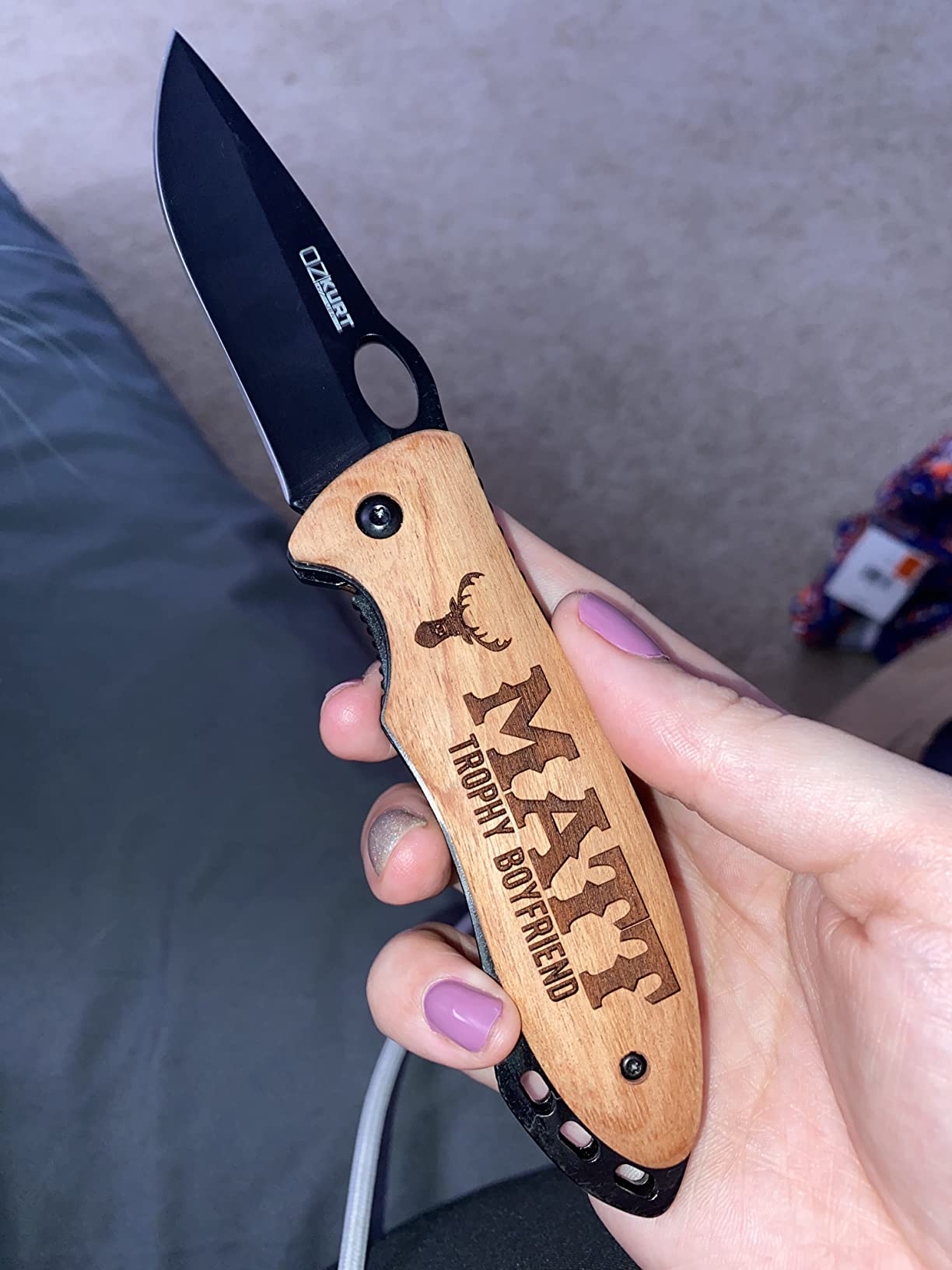 Lara Laser Works Personalized Pocket Knife for Men - Custom Engraved Knife with Name - Groomsman Gift, Father's Day, Gift for Son and Dad customer photo 1