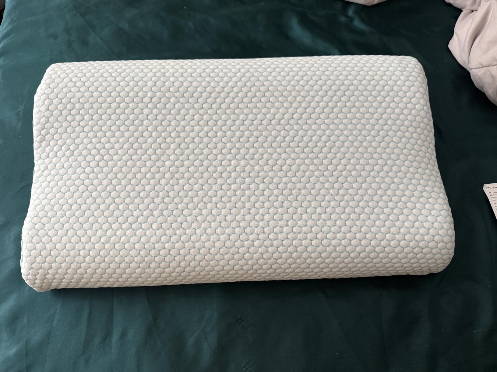 Anvo Memory Foam Pillow, Neck Contour Cervical Orthopedic Bed Pillow for Sleeping Side Back Stomach Sleeper, Ergonomic Design for Neck and Shoulder Pain Relief, Blue White, Firm customer photo 2