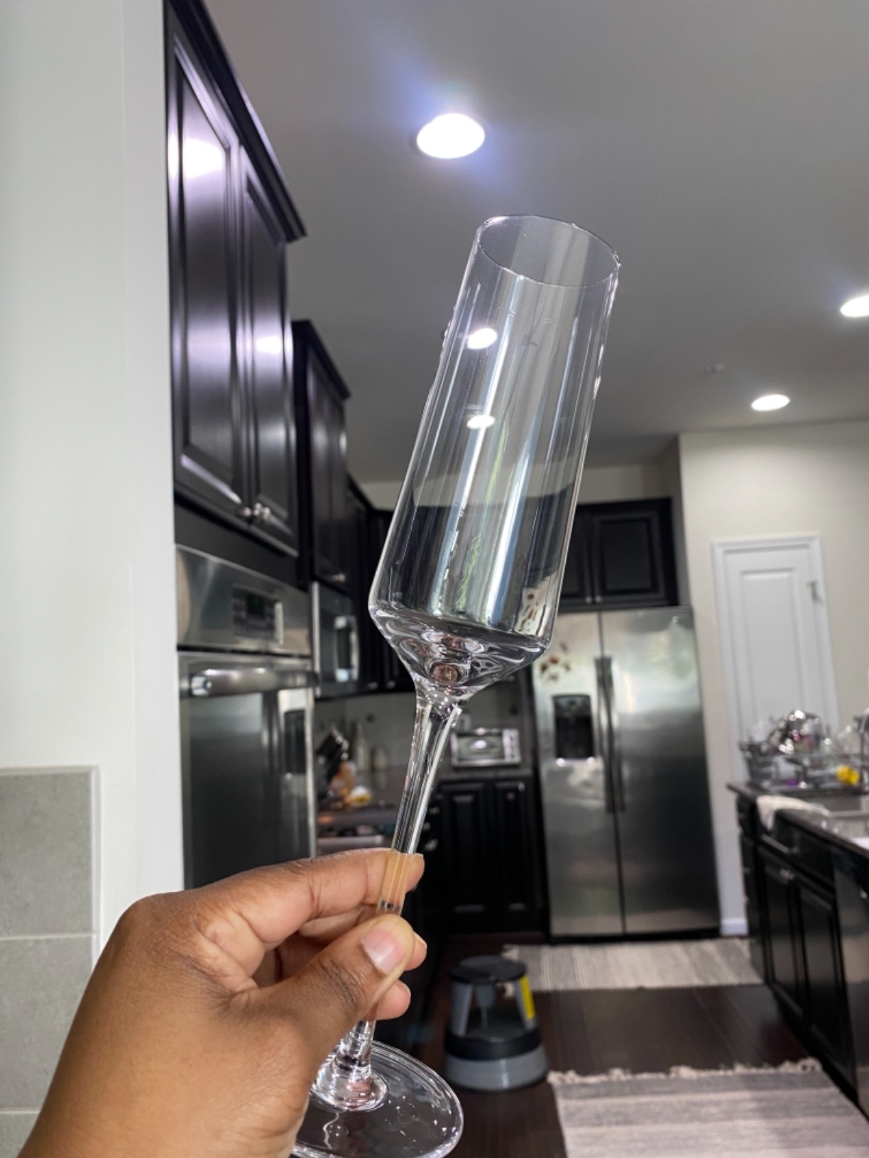 Chouggo Champagne Flutes Glass Set of 6, Hand Blown Glasses - Hand Crafted by Artisans - Premium Crystal - Gift for Birthday, Wedding, Anniversary, Christmas - 8oz, Clear customer photo 1