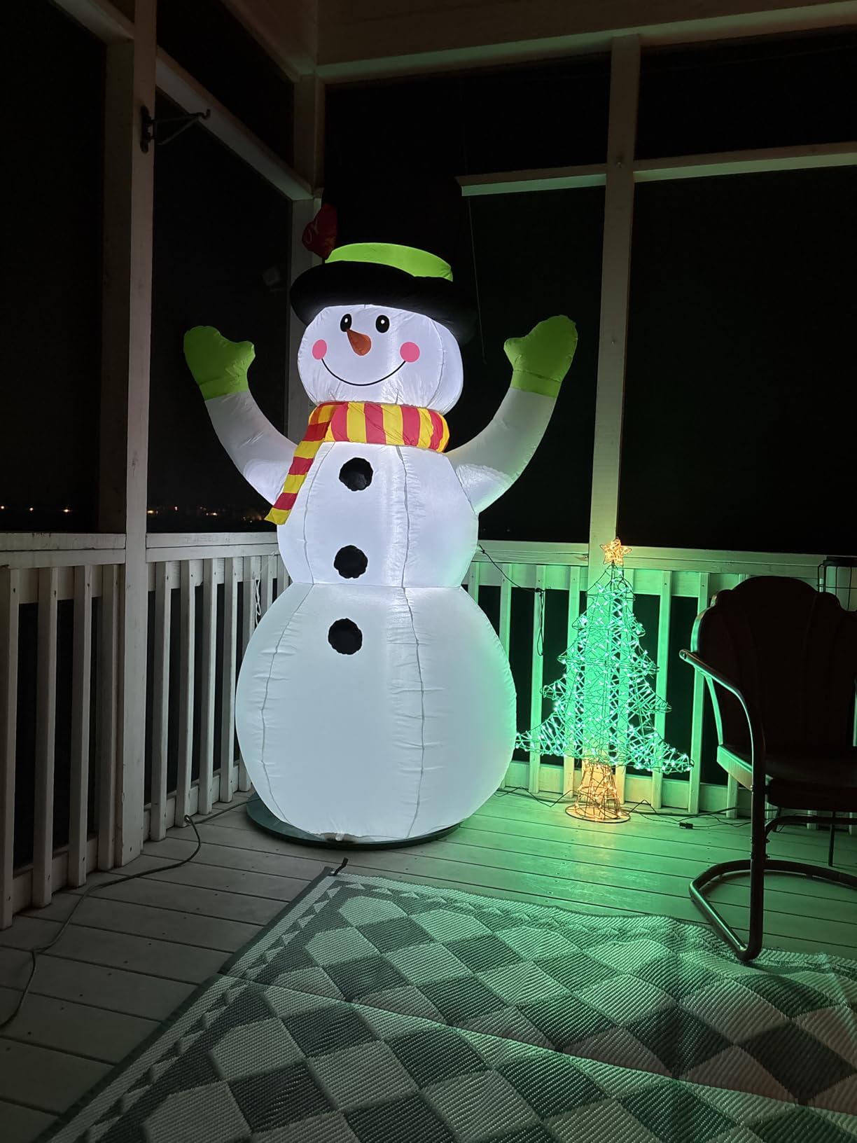 FunFanso 7 FT Christmas Inflatables Snowman Outdoor Decorations, Giant Blow up Snow Man Yard Decor Built-in Bright LED Light Wear Magic Hat, Weatherproof Holiday for Garden Patio Lawn Party Xmas Gifts customer photo 2