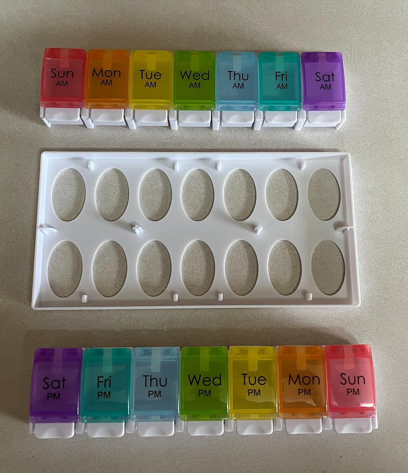 MOLN HYMY Large Pill Organizer 2 Times a Day, AM PM Pill Box 7 Day, 14 Dividers 2 Week Medicine Pill Organizer with Easy Push Button for Medication, Vitamins, Fish Oils, Supplements customer photo 1