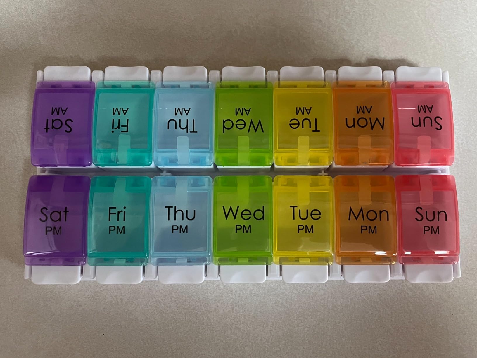 MOLN HYMY Large Pill Organizer 2 Times a Day, AM PM Pill Box 7 Day, 14 Dividers 2 Week Medicine Pill Organizer with Easy Push Button for Medication, Vitamins, Fish Oils, Supplements customer photo 2