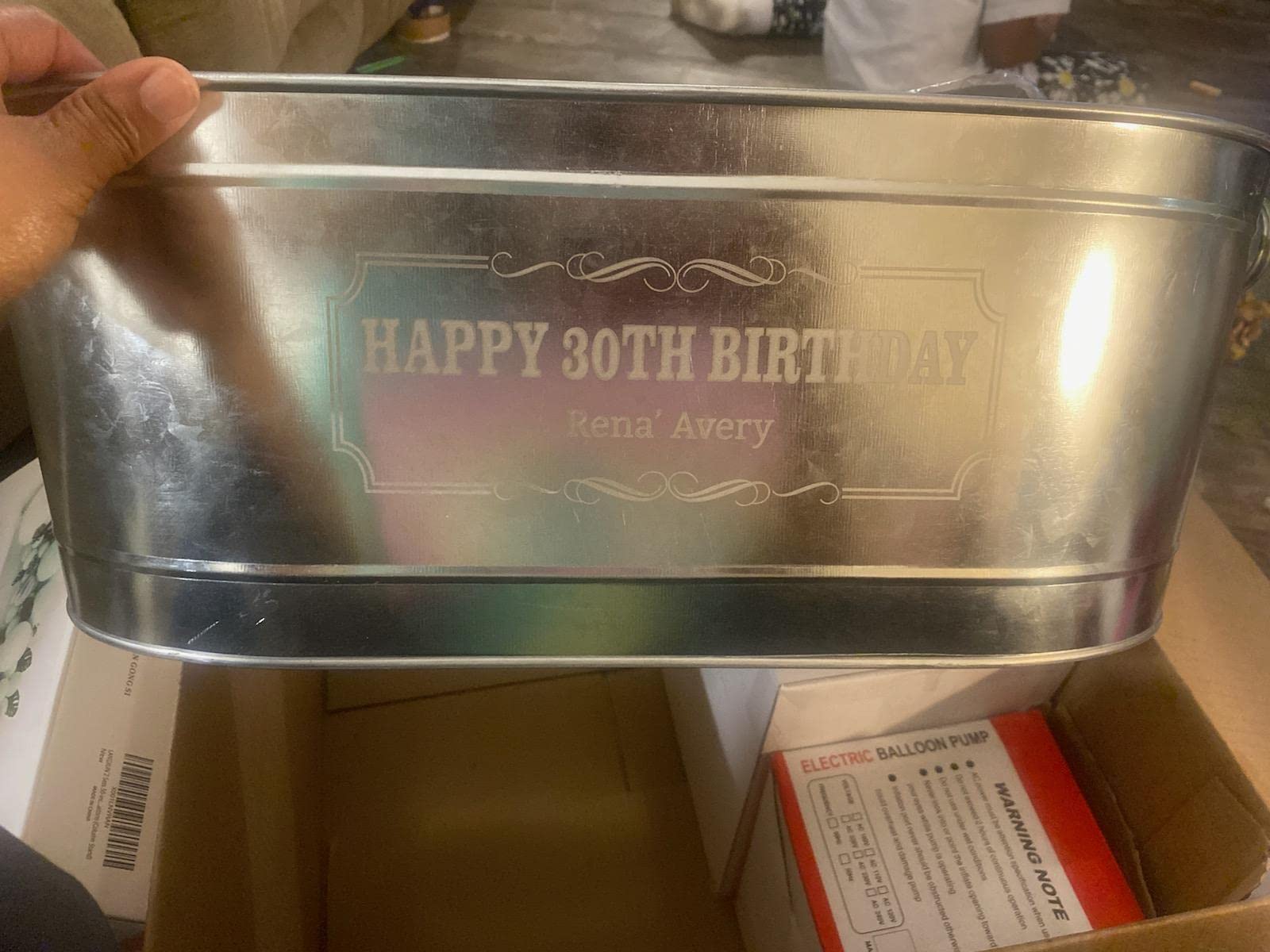 Let's Make Memories Personalized Beverage Tub w/Stand - Galvanized Beverage Tub - Customized Name & Initial – Drink Cooler - 5.5 Gallons customer photo 2