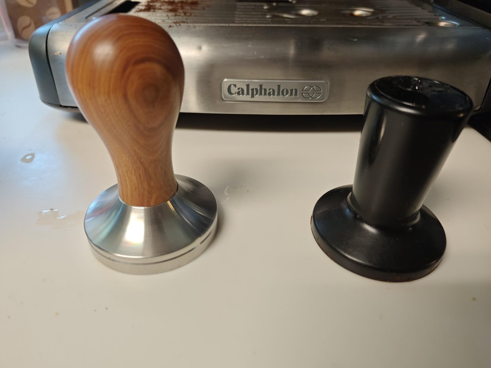 Coffee Tamper Espresso Press with Tamper Mat 304 Stainless Steel Flat Base Wooden Handle for Coffee Grounds Barista Espresso Machines Accessory (51MM) customer photo 1