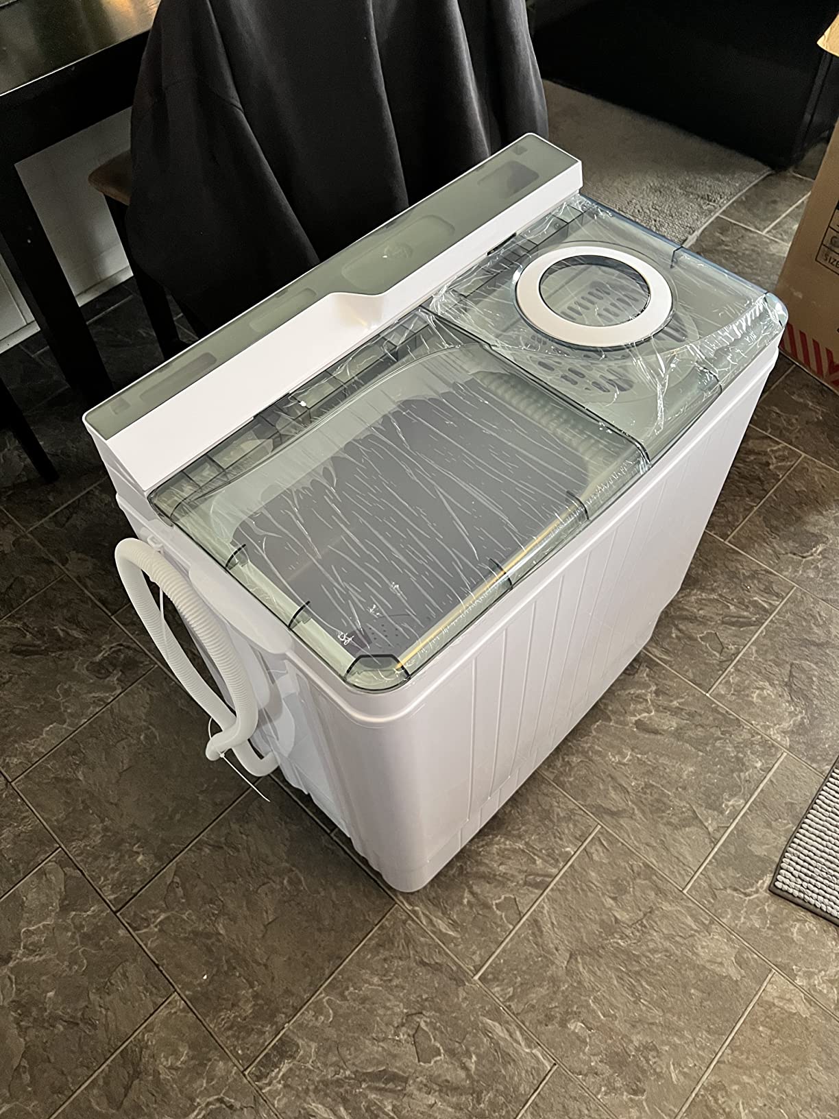 COSTWAY Portable Washing Machine, Twin Tub 26 Lbs Capacity, 18 Lbs Washer and 8 Lbs Spinner, Compact Washer with Control Knobs, Timer Function, Drain Pump, Laundry washer for Apartment RV, Grey customer photo 1