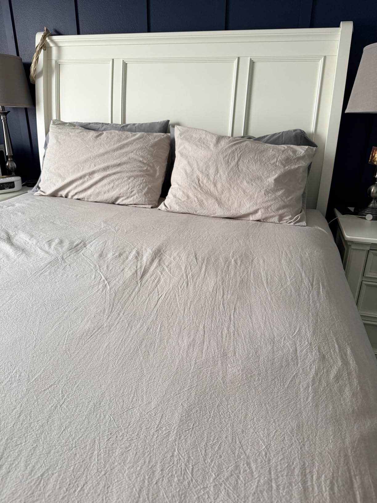 BESTOUCH Cotton Solid Duvet Cover Set Linen Feel Cornflower Blue King customer photo 2